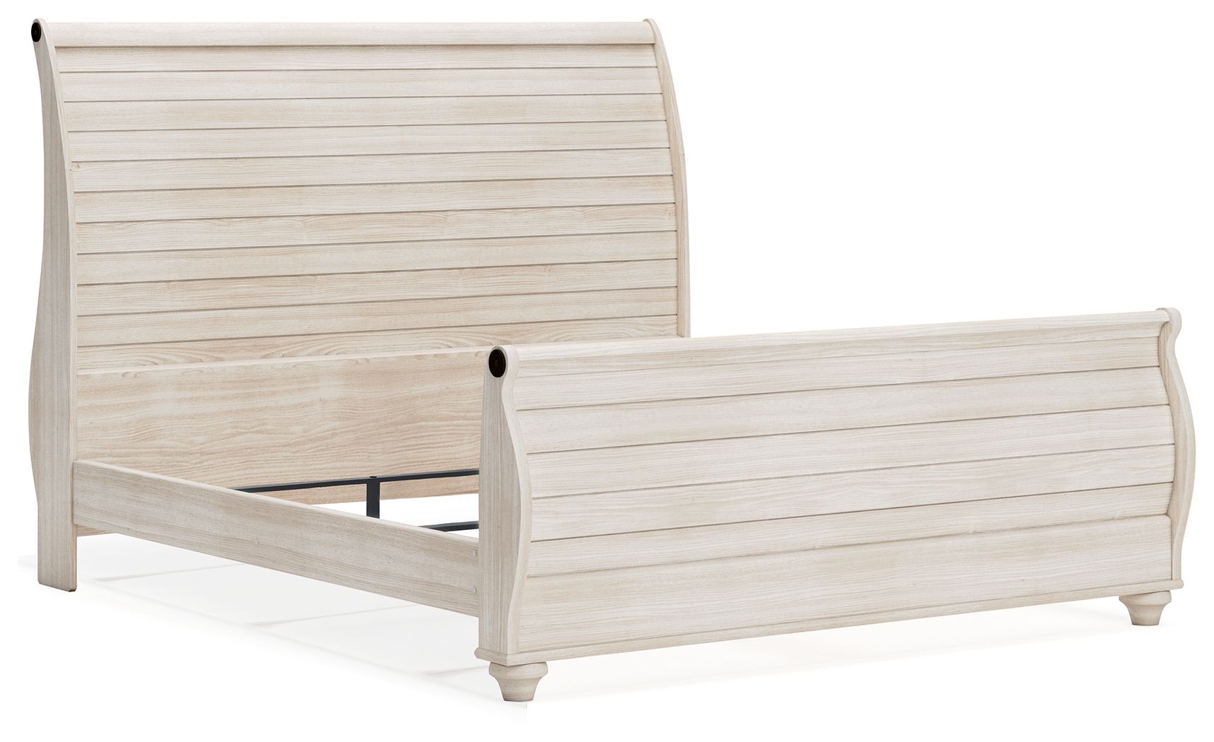 King Sleigh Bed With Faux Plank Design