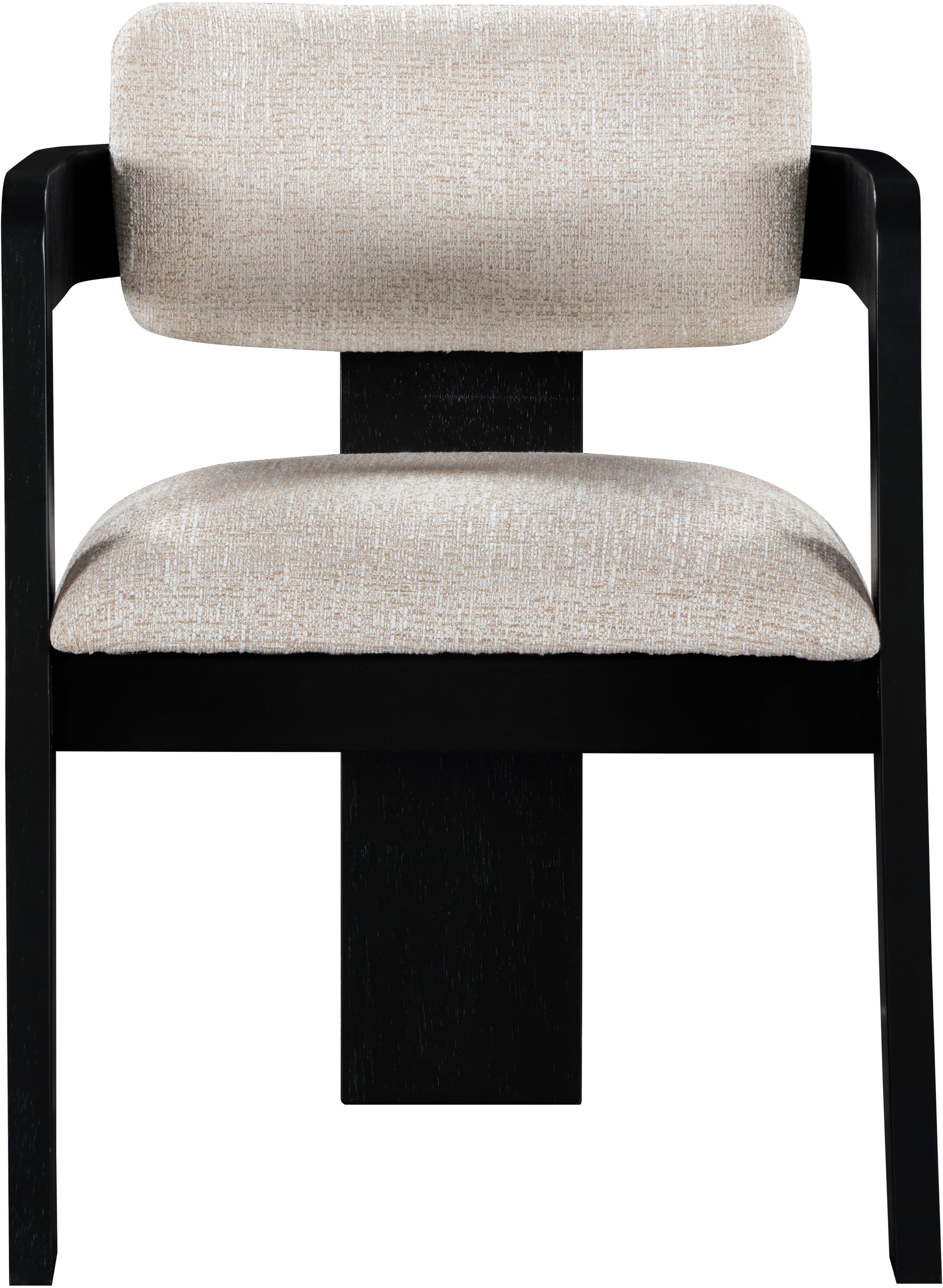 Sacha - Linen Dining Chair With Black Base (Set of 2) - Beige