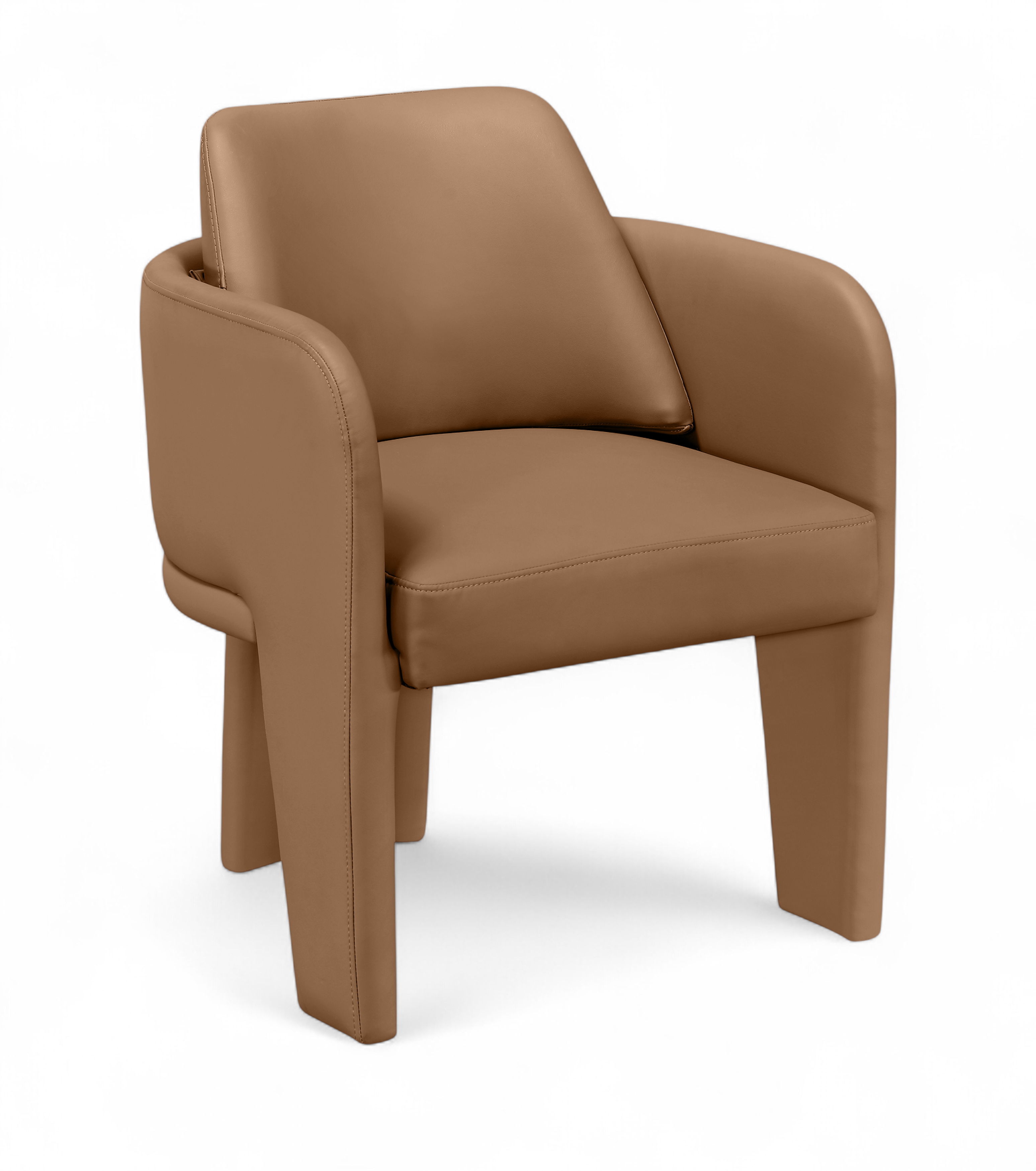 Vanda - Vegan Leather Upholstered Dining Chair - Cognac