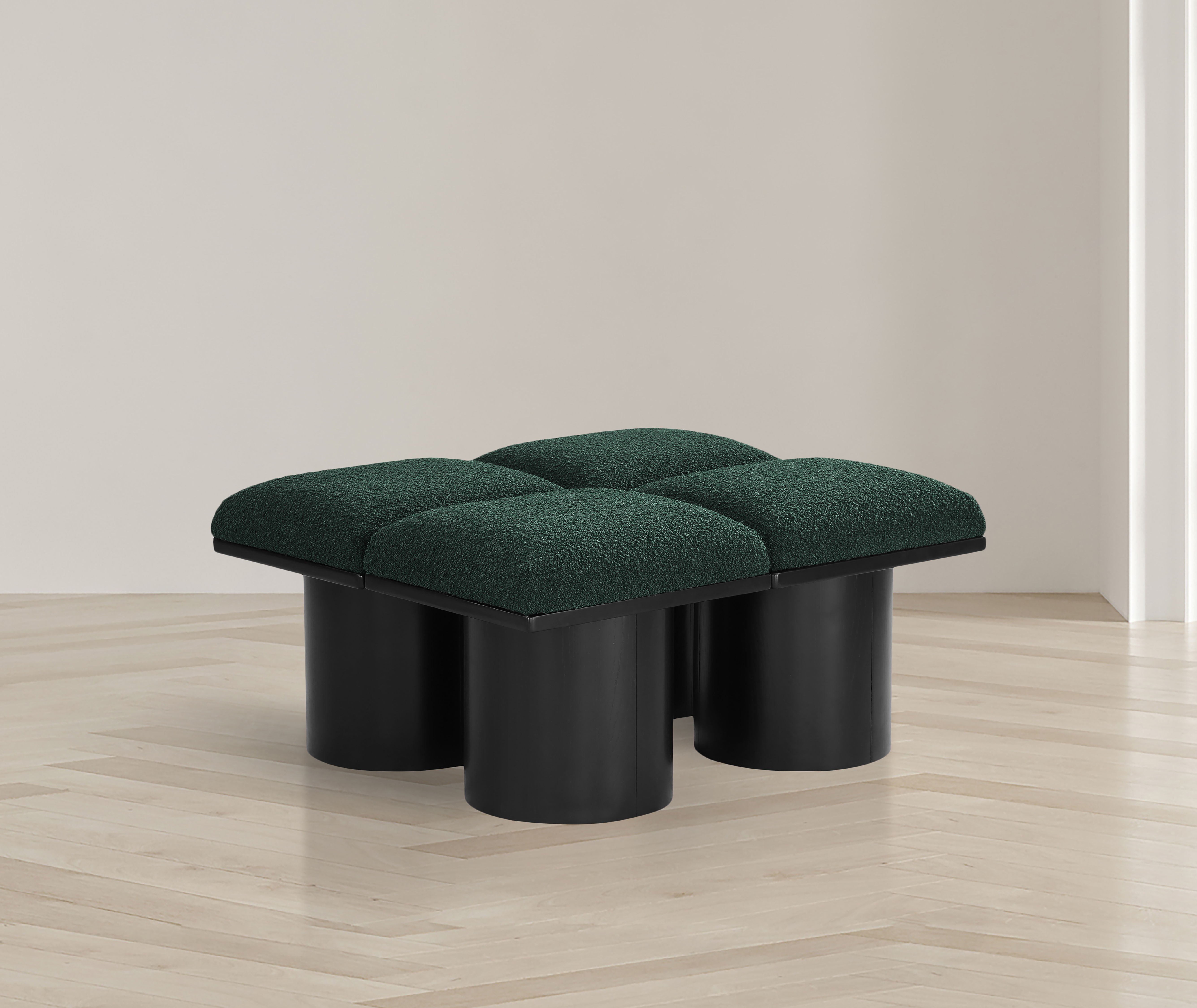 Pavilion - 36" 4 Piece Modular Bench With Black Base - Green