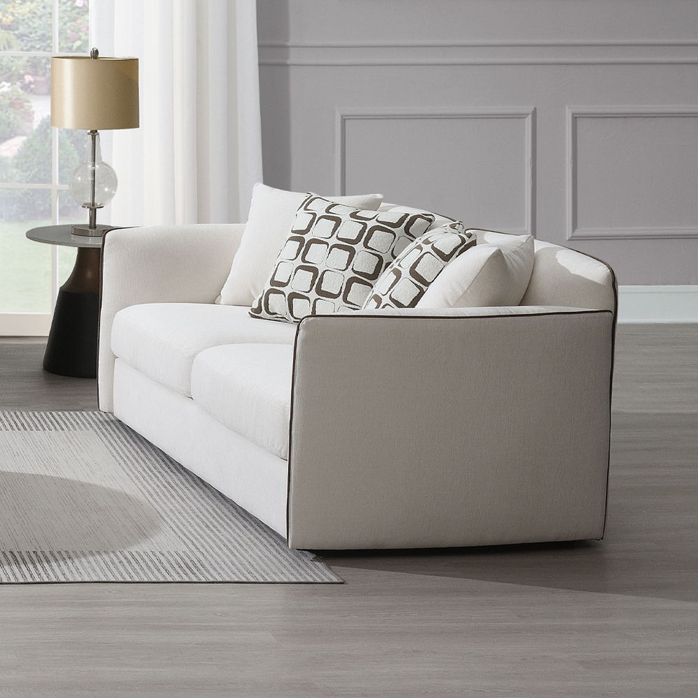 Yolanda - Loveseat With 4 Pillows - Beige Chenille, beige