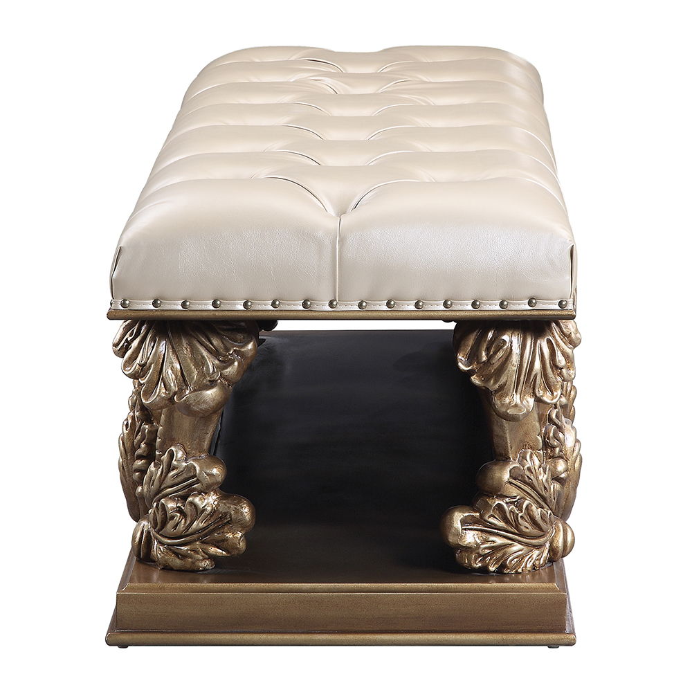Constantine - Bench - Light Gold Synthetic Leather , Brown & Gold, beige, view 3