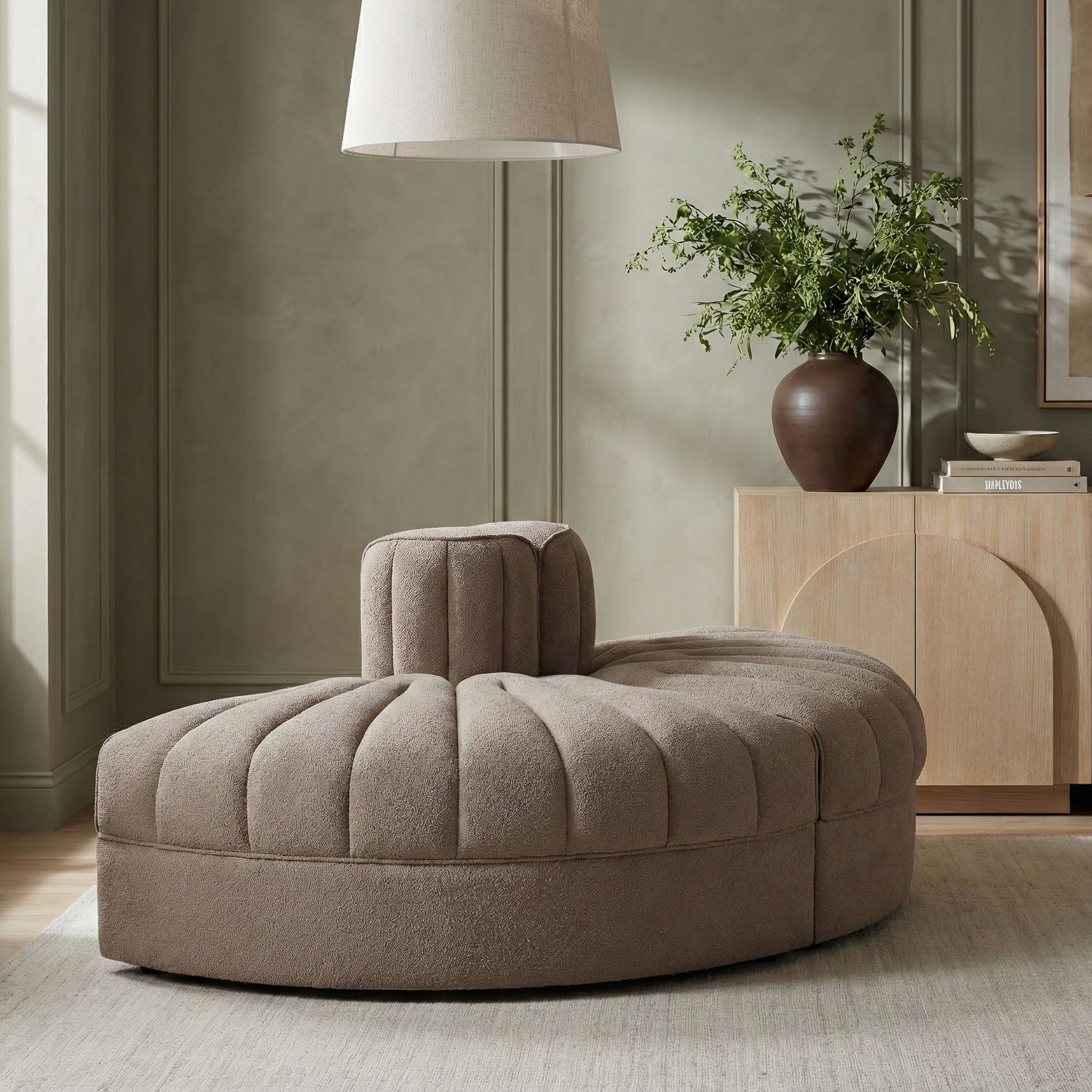 Rummi - Velvet Performance Fabric Upholstered 2 Piece Modular Loveseat - Taupe