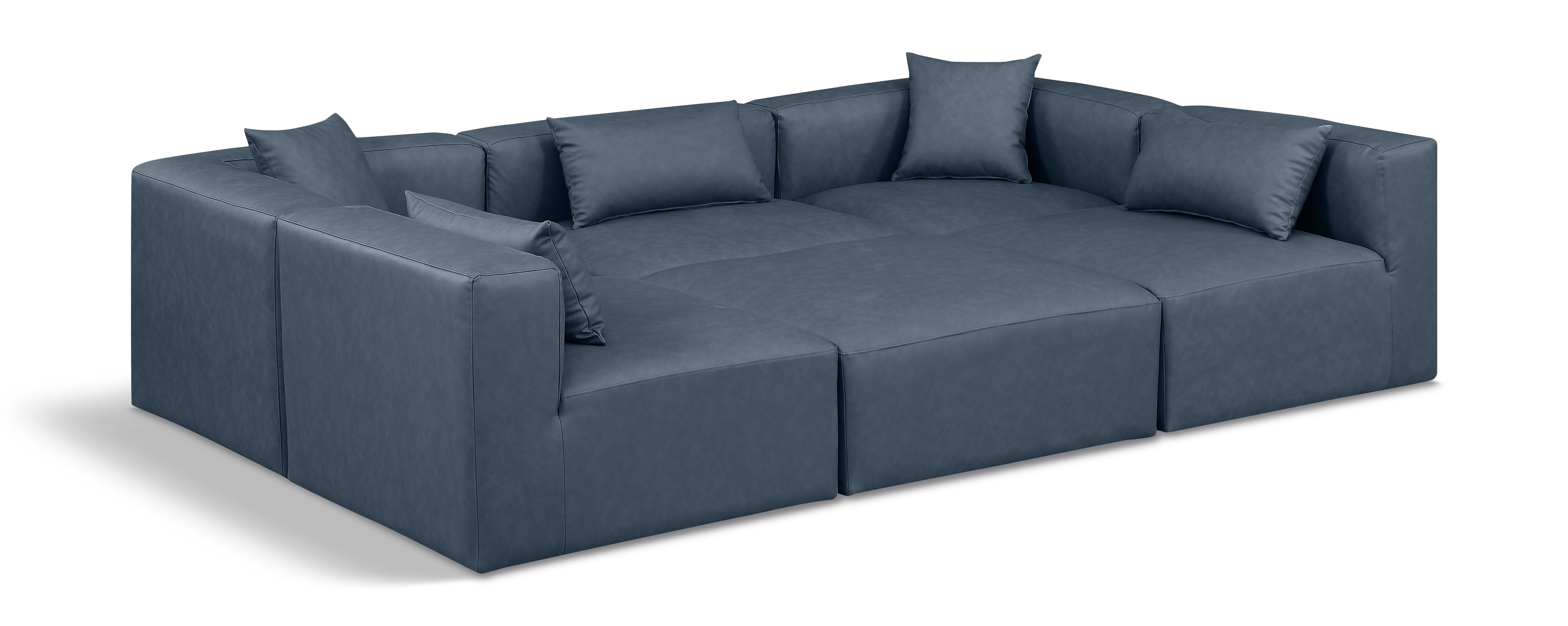 Cube - 6 Piece Modular Sectional - Navy Blue
