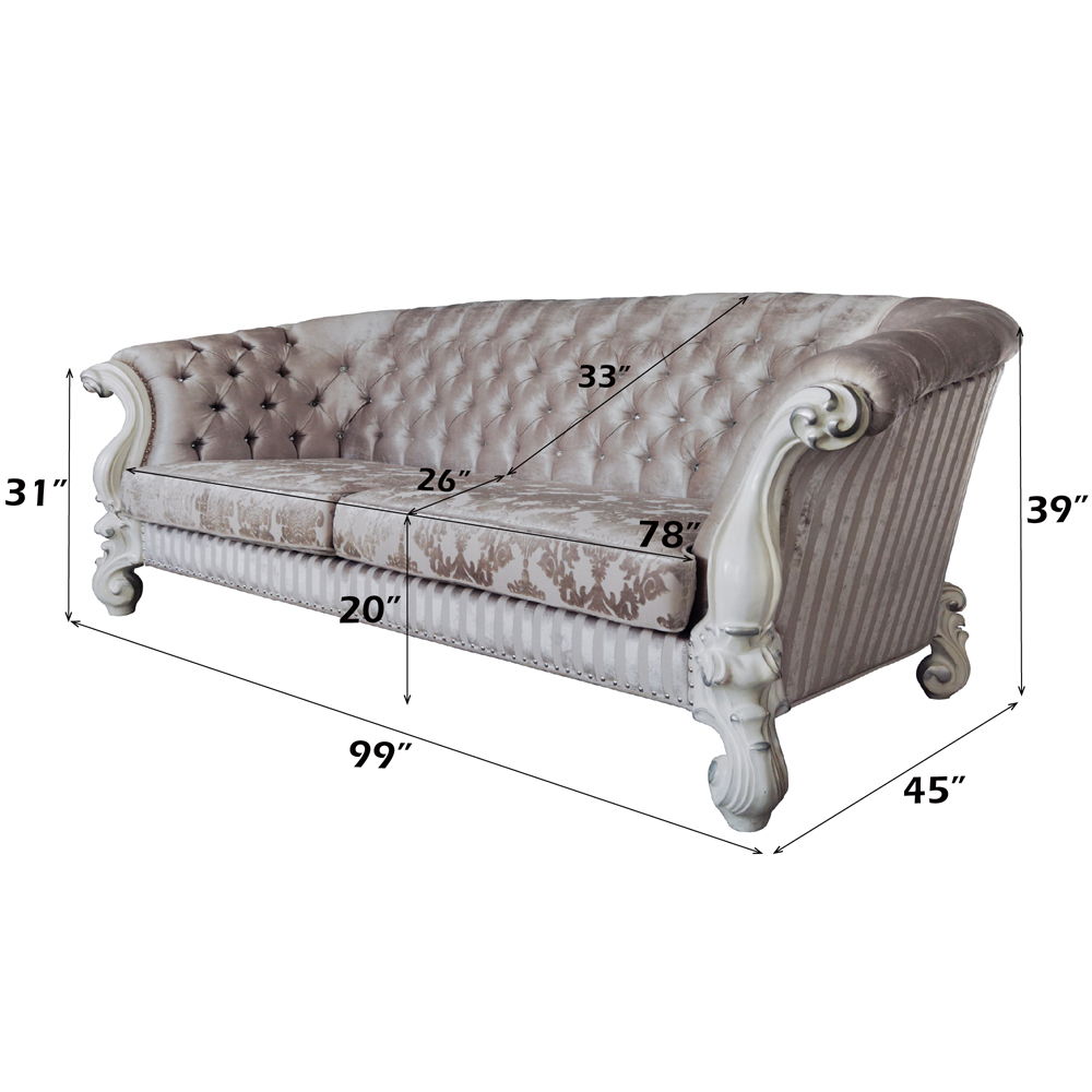 Versailles - Sofa With 7 Pillows - Ivory Fabric & Bone White, white, view 5