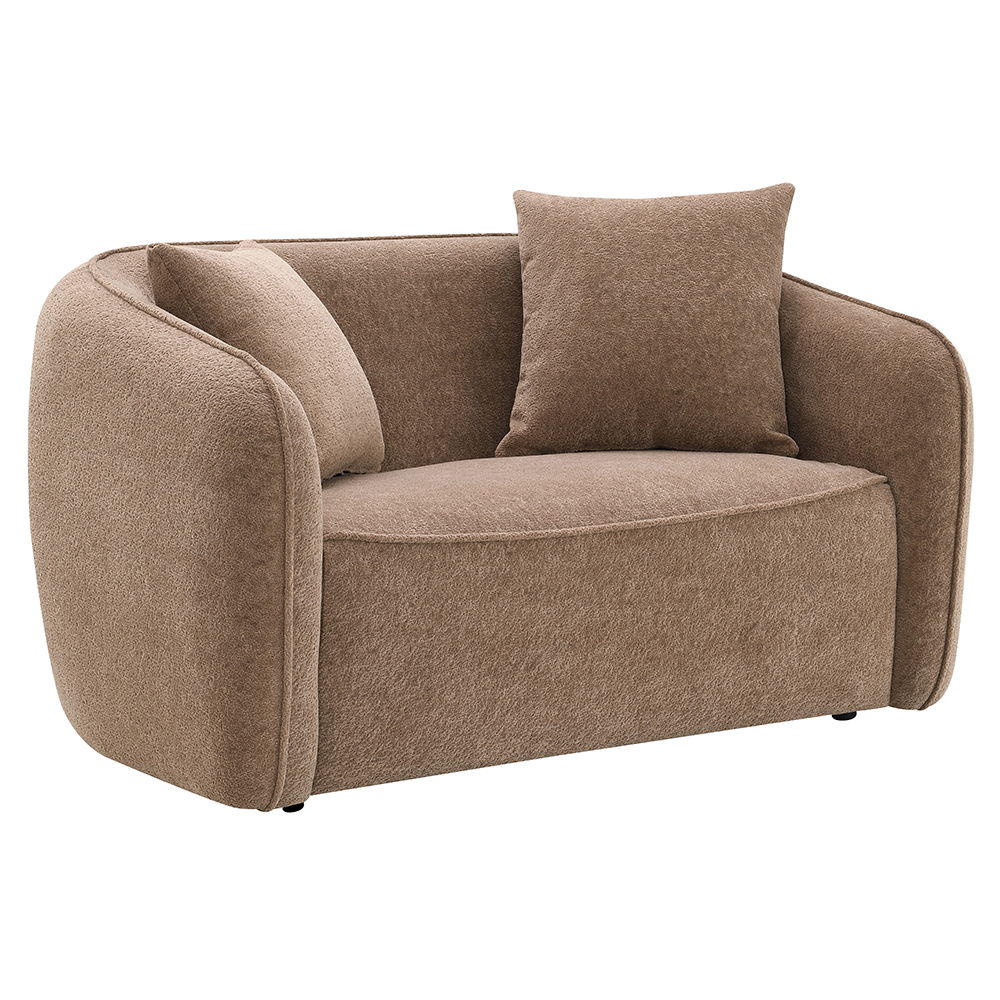 Keith - Loveseat With 2 Pillows - Brown Chenille, light brown