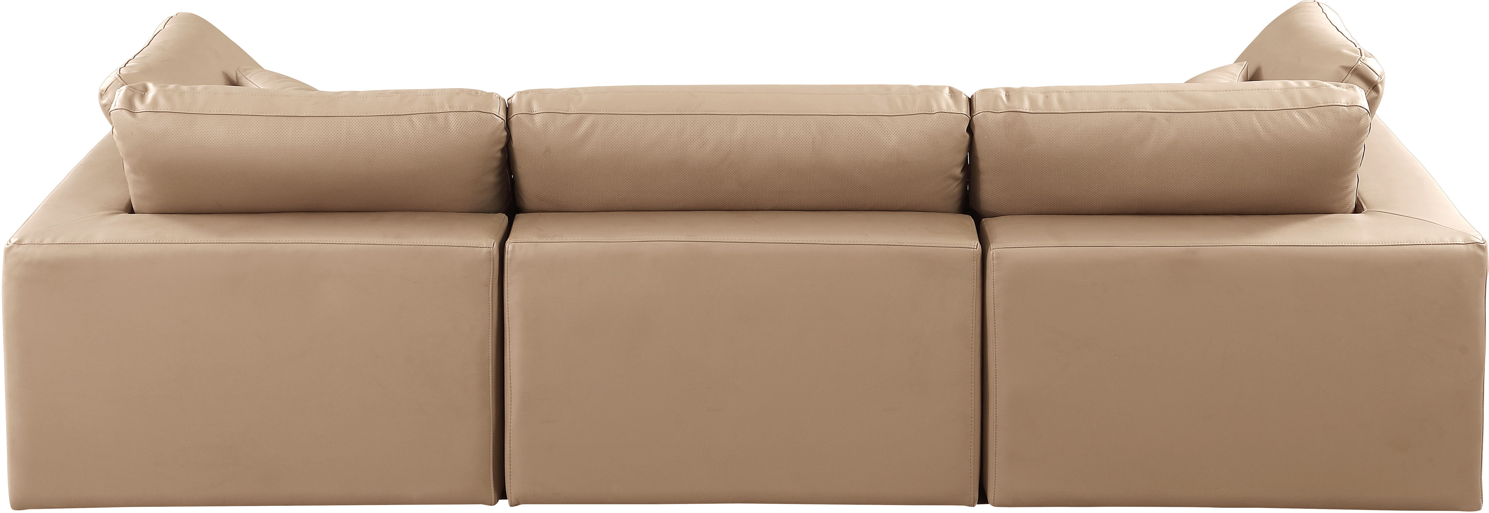 Comfy - Faux Leather Modular Sofa 3 Pieces - Tan