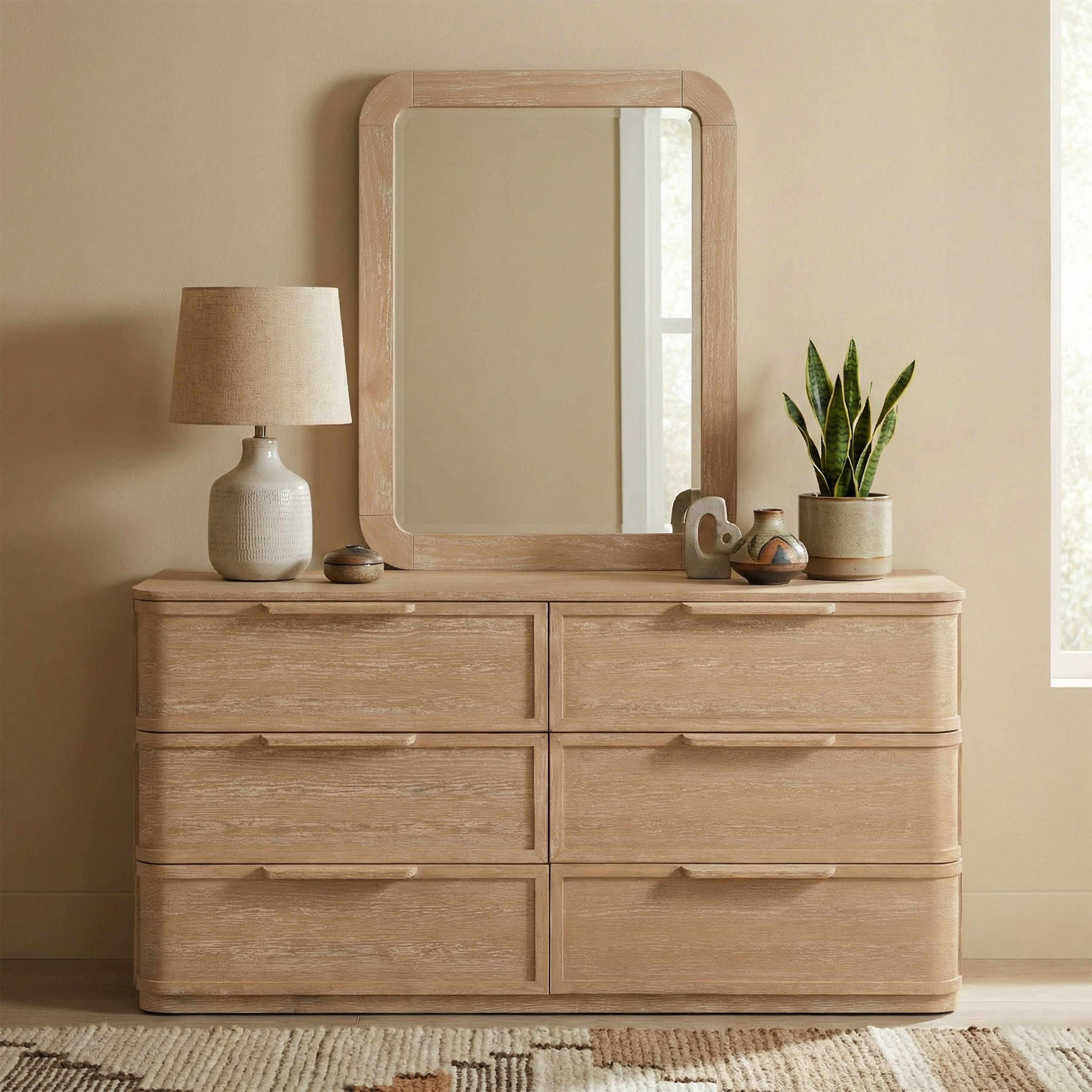 Tiberio - Solid Wood Mirror - Natural