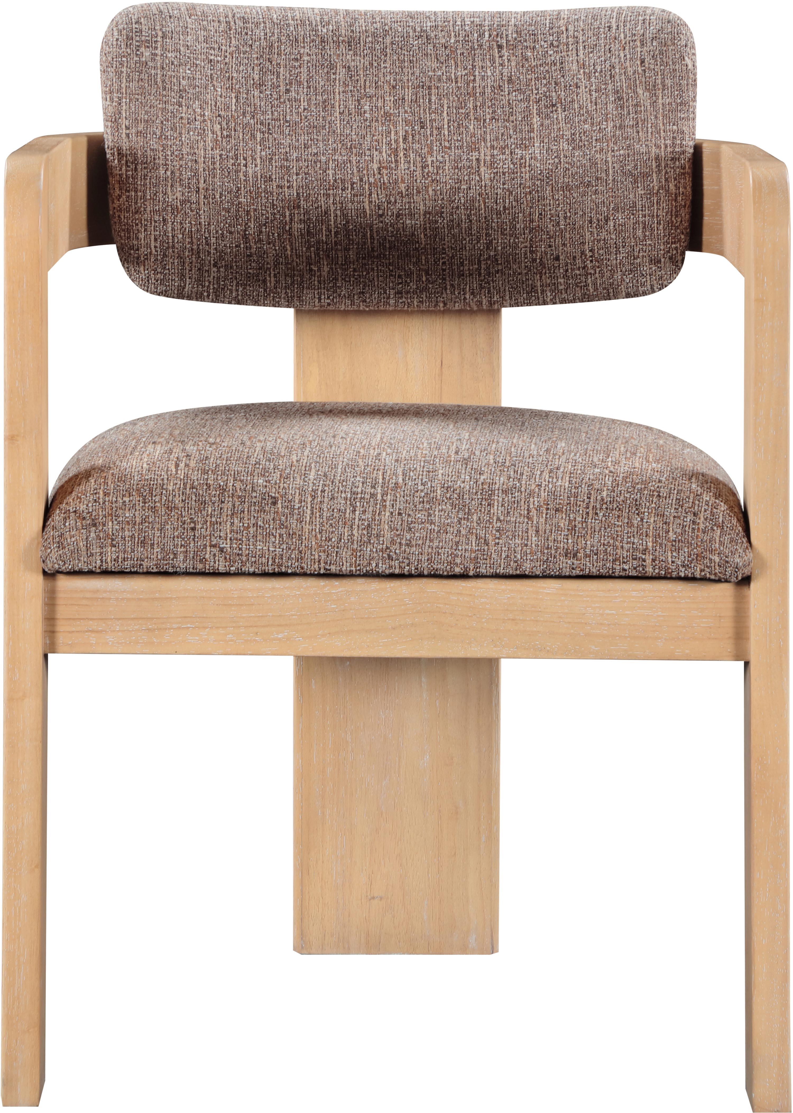 Sacha - Linen Dining Chair With Natural Base (Set of 2) - Brown