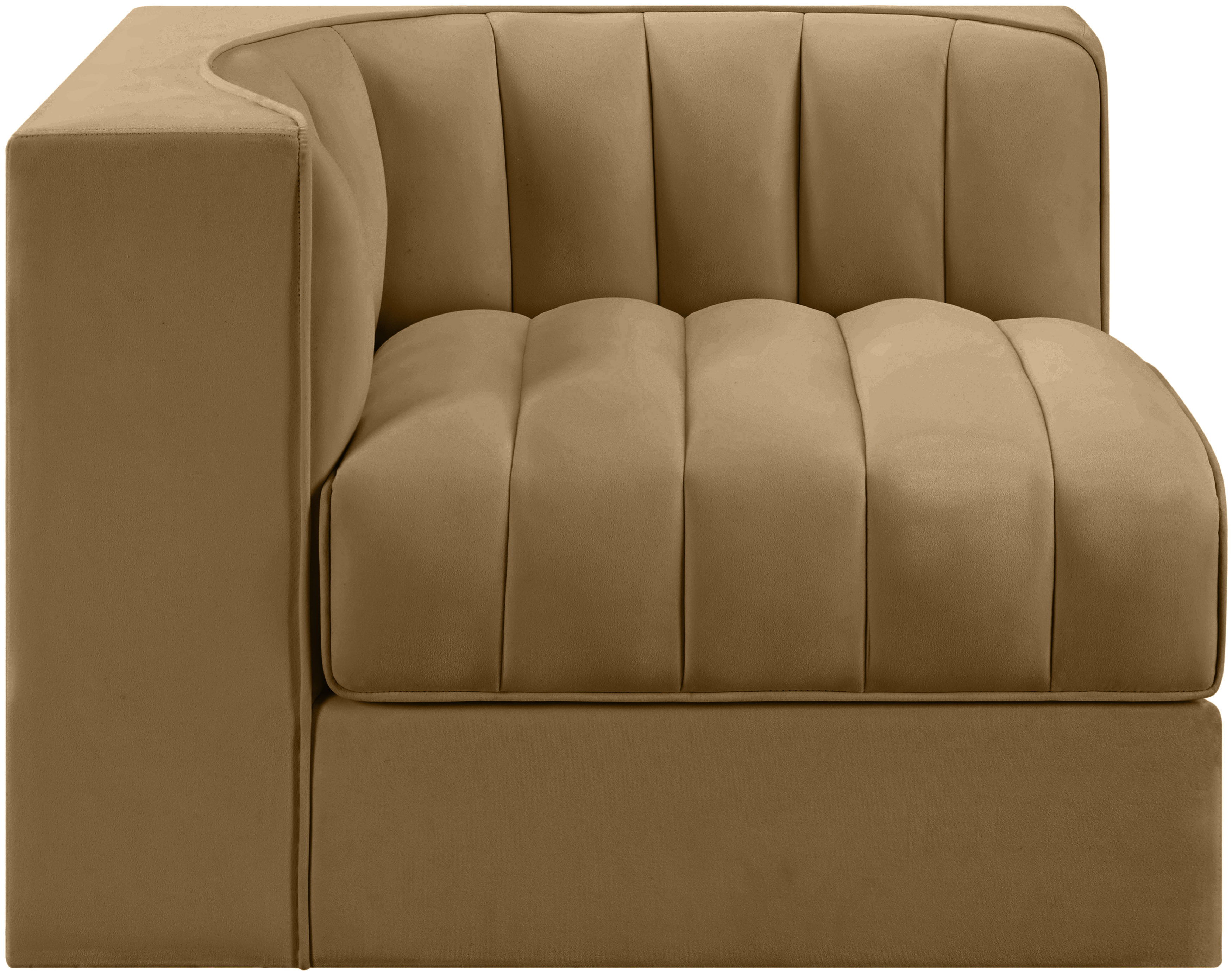 Rummi - Velvet Performance Fabric Upholstered Modular Corner Chair - Saddle