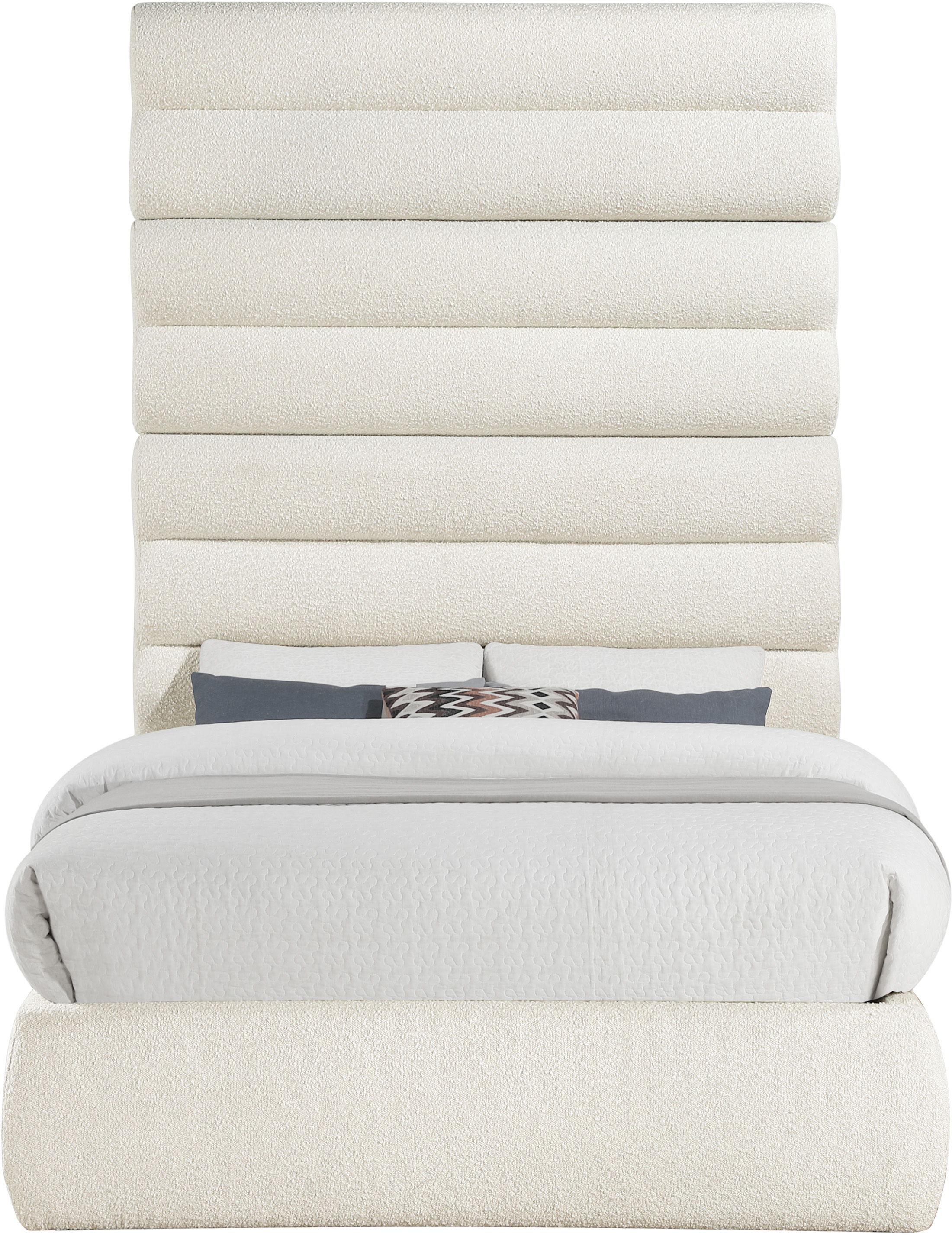 Adam - Boucle Fabric Full Bed With 89" Headboard - White