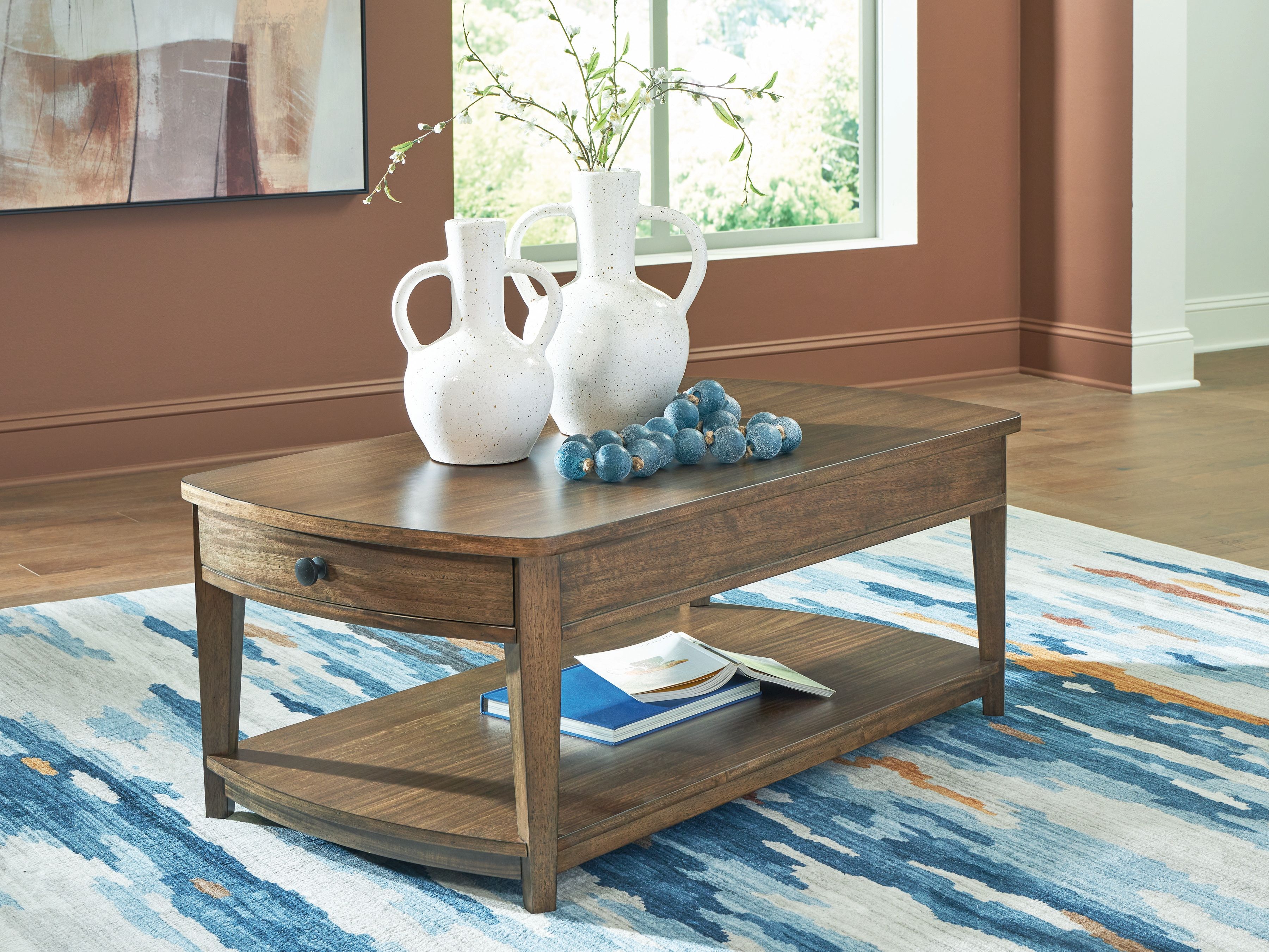 Burkbyer - Rectangular Cocktail Table - Brown