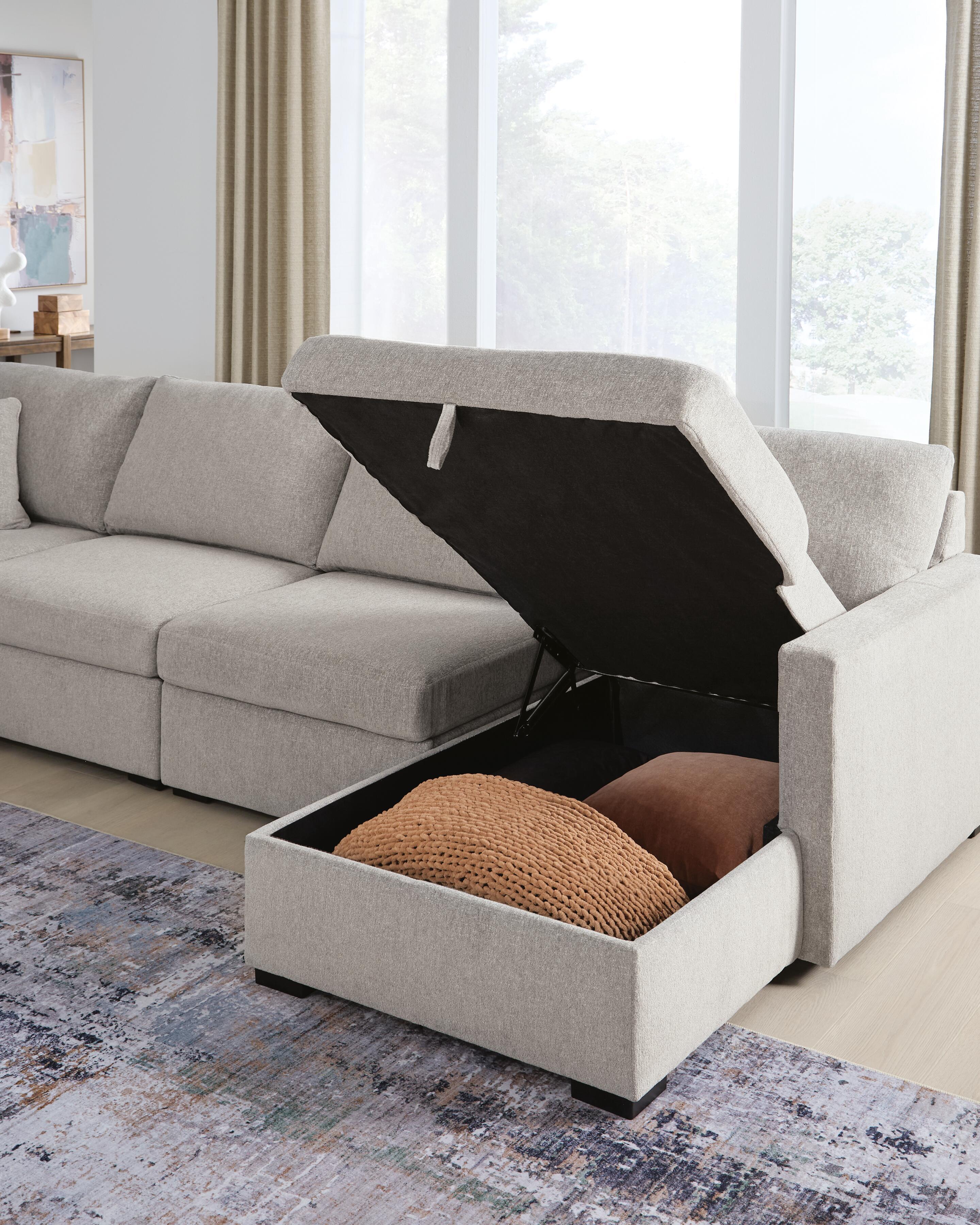 Ashley Furniture ModMax Luxe - 4-Piece Double Storage Chaise Sectional - Flint - Image 6