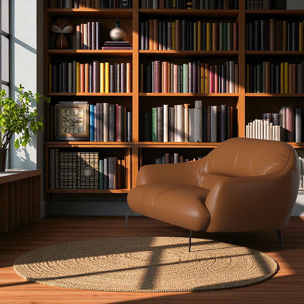 Leonia - Loveseat - Cognac Leather, dark brown, view 6