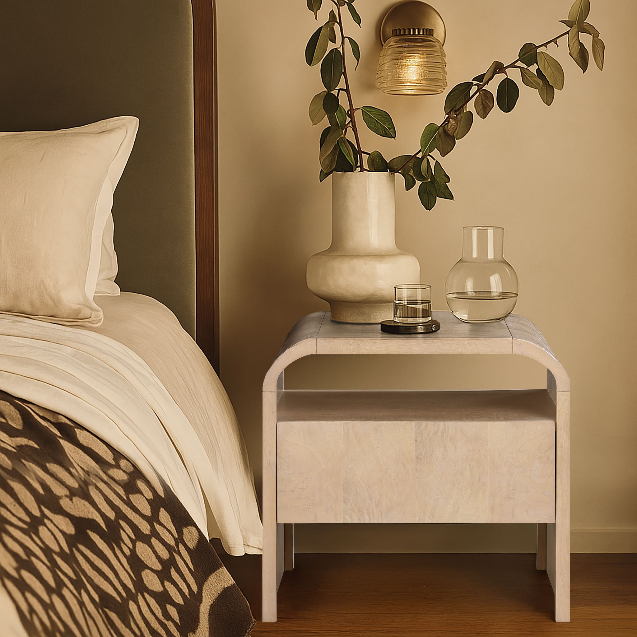Giada - Solid Wood And Veneer Nightstand - Natural