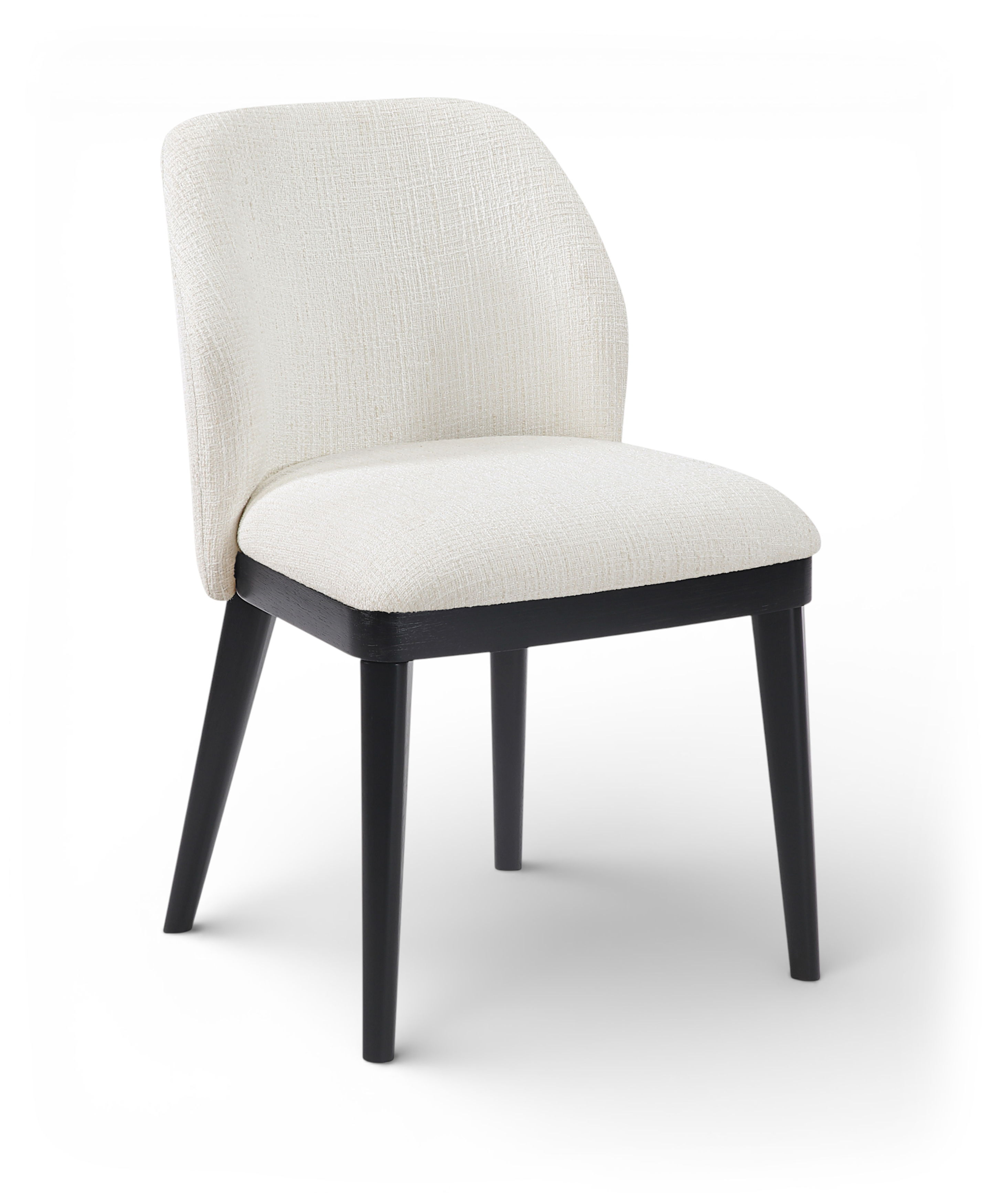 Valeo - Linen Textured Fabric Upholstered Dining Chair (Set of 2) - Cream / Painted Black
