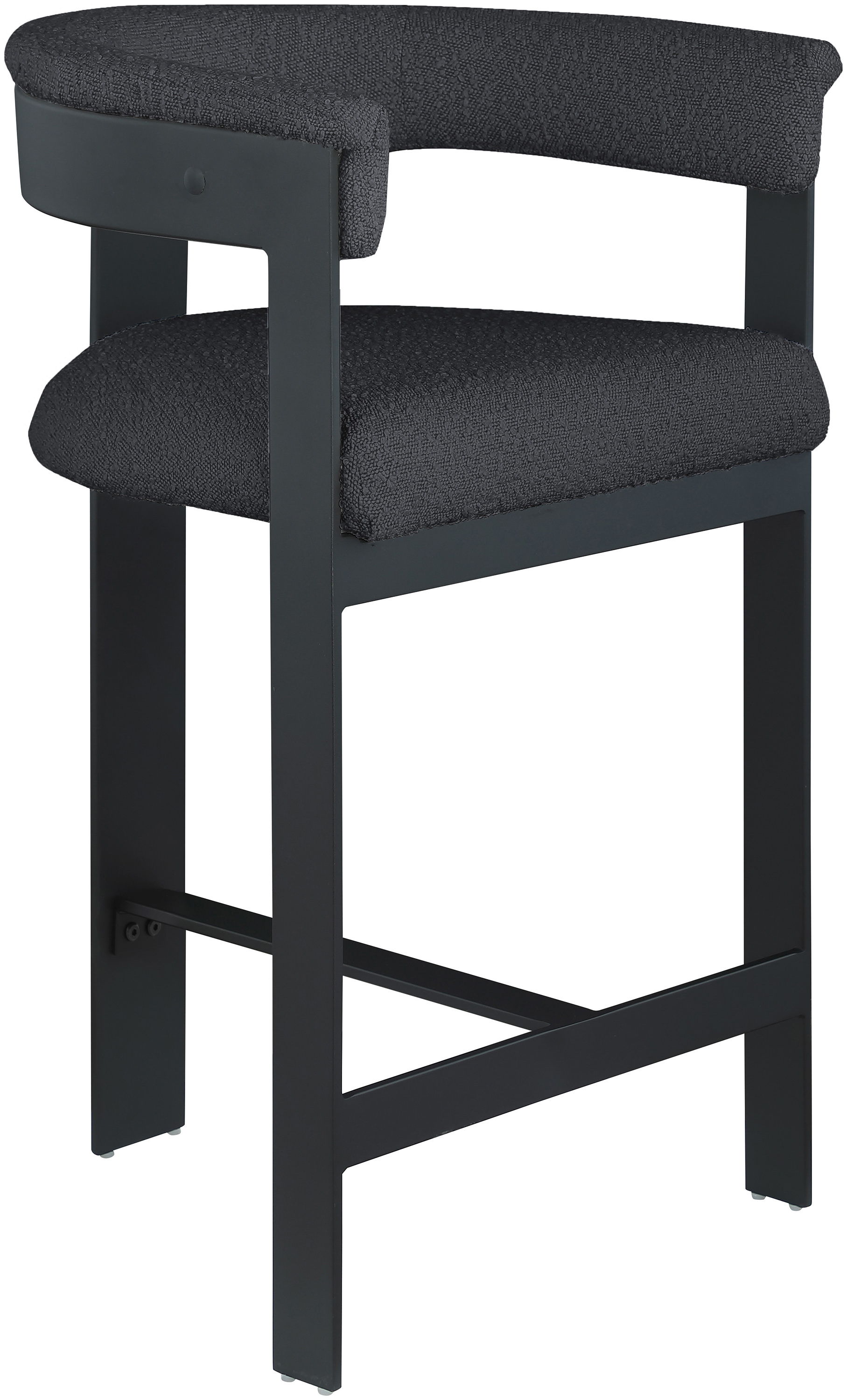 Romeo - Boucle Counter Stool With Black Base (Set of 2) - Black