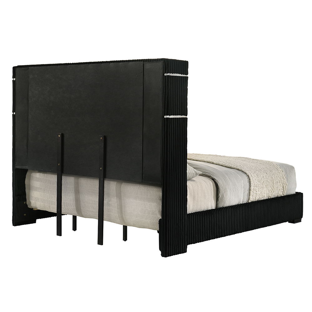 Garner - Queen Bed With Fireplace, LED, Reading Light, Speaker, Bluetooth & USB - Black & Gray, black, view 4