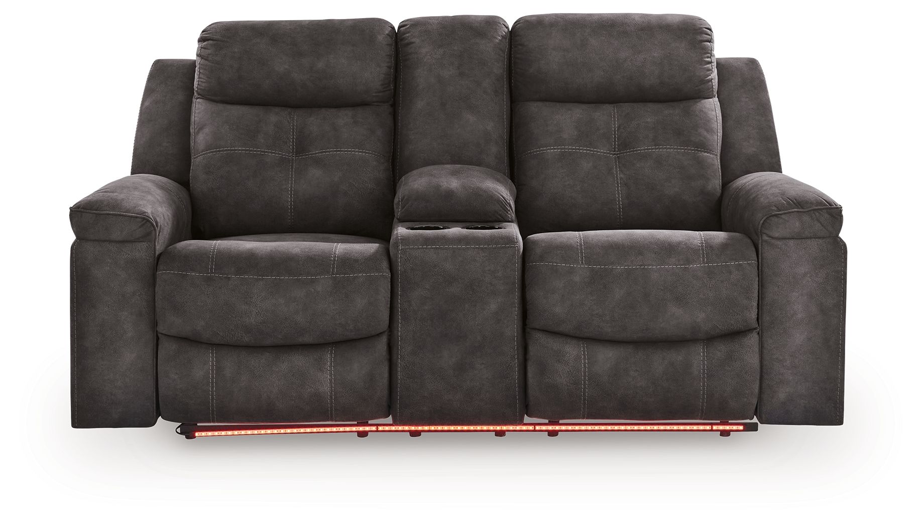 Ashley Furniture Brysonview - Double Reclining Loveseat With Console - Charcoal - Image 5
