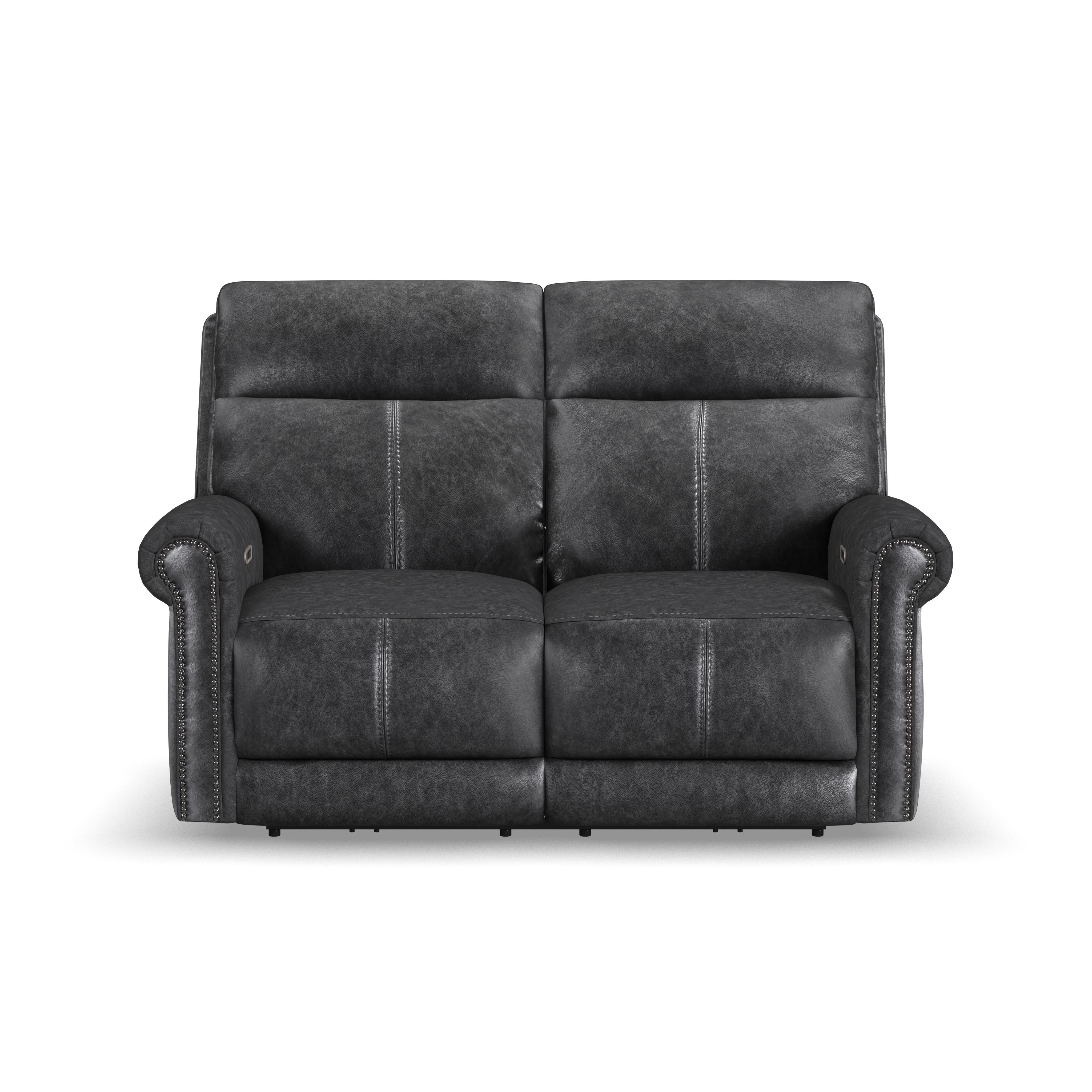 Alexander - Power Reclining Loveseat With Power Headrest & Lumbar - Weathered Stone Gray, dark gray, view 2