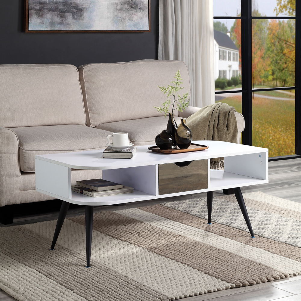 Halima - Coffee Table - White & Black, white