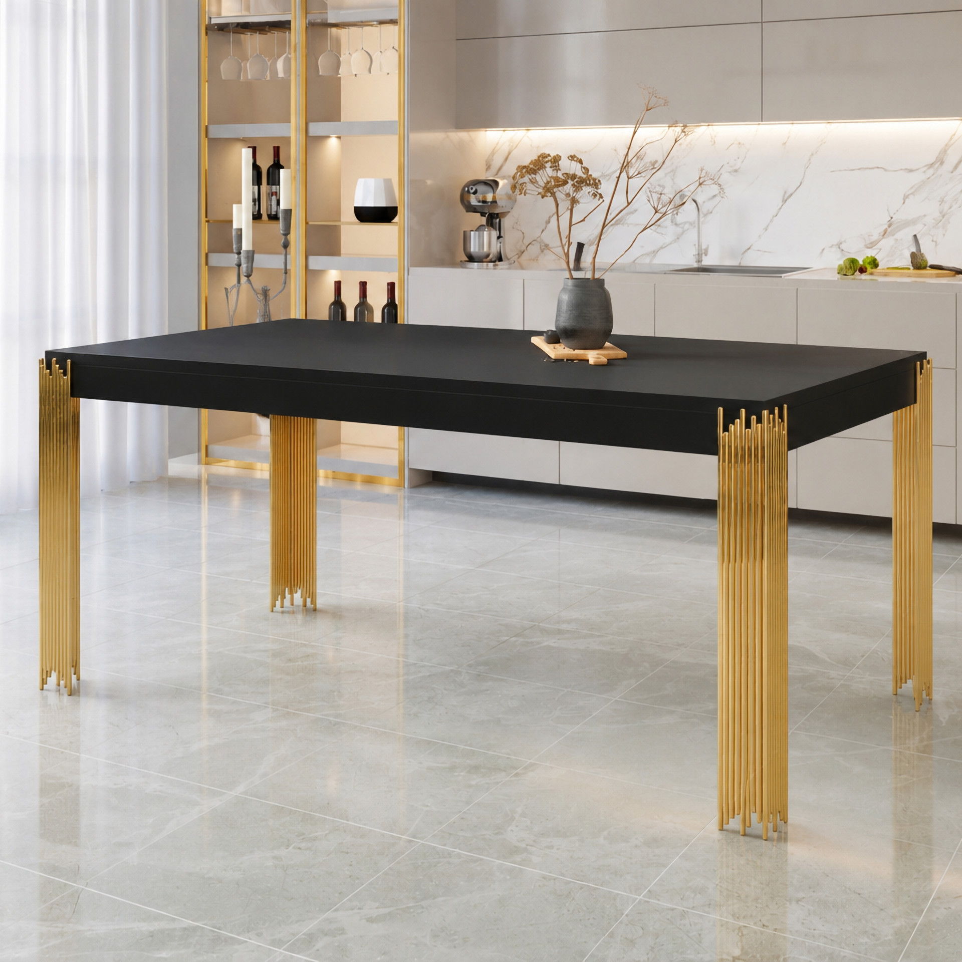 Empire - Rectangle Dining Table - Black, black
