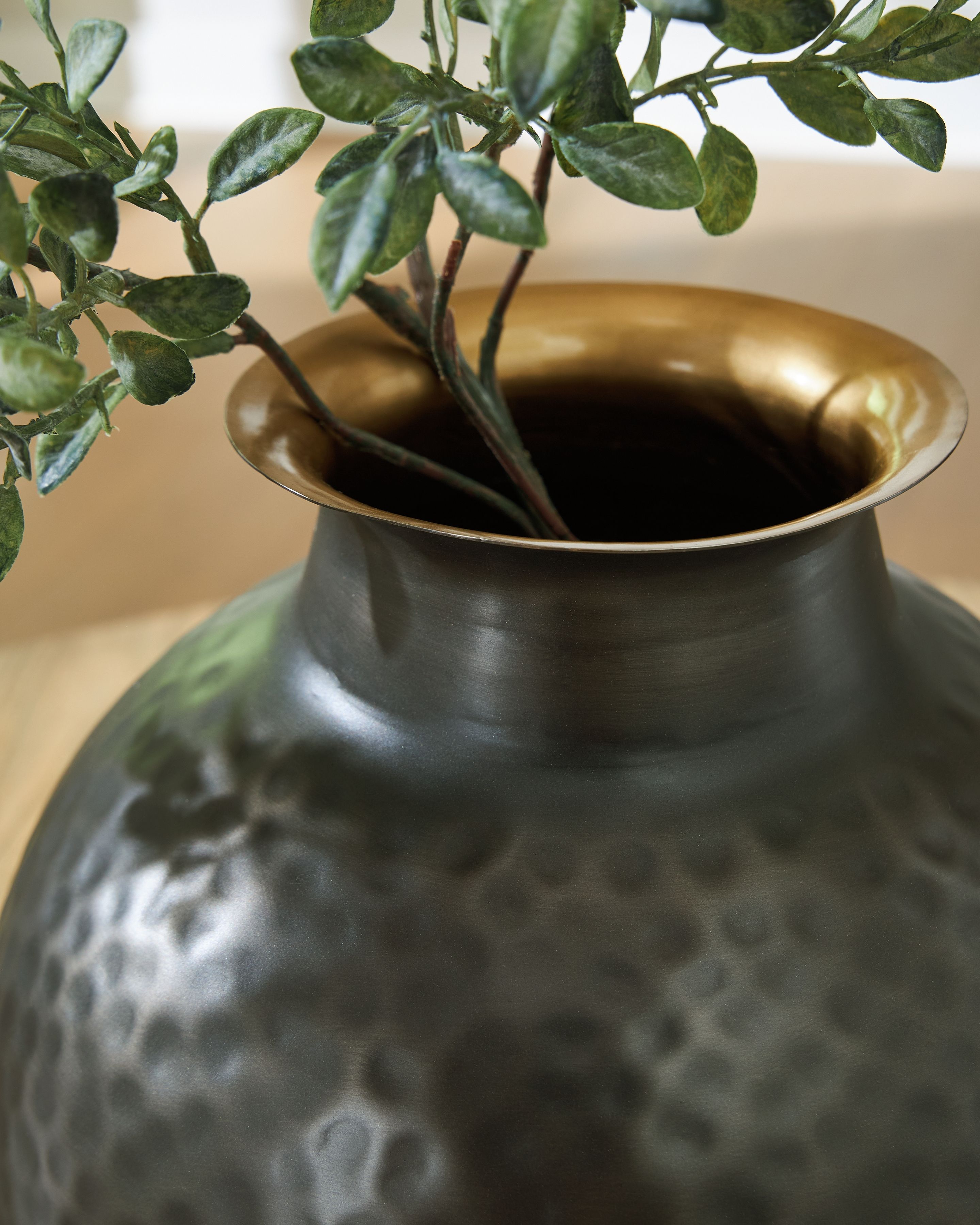 Woody - Vase - 12" - Pewter / Gold Finish