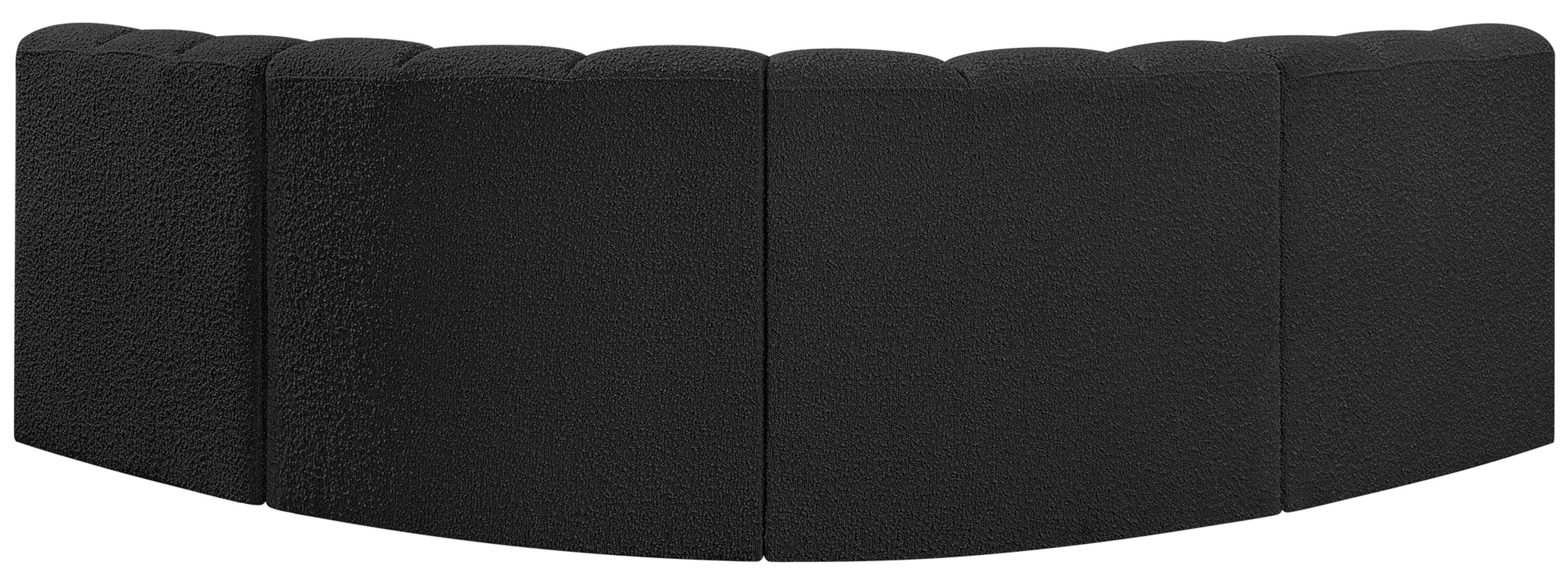 Arc - Boucle Fabric 4 Piece Corner Modular Sofa - Black