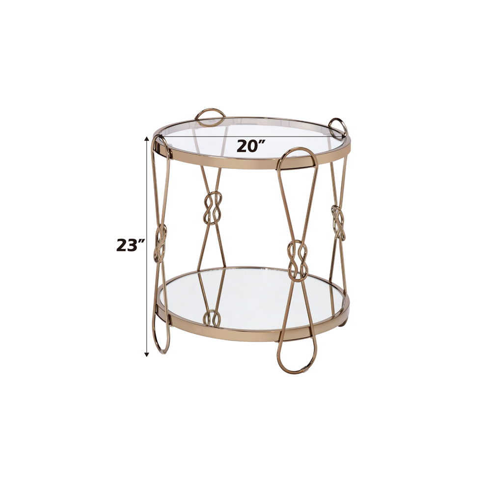 Zekera - End Table - Mirrored & Champagne, beige, view 2