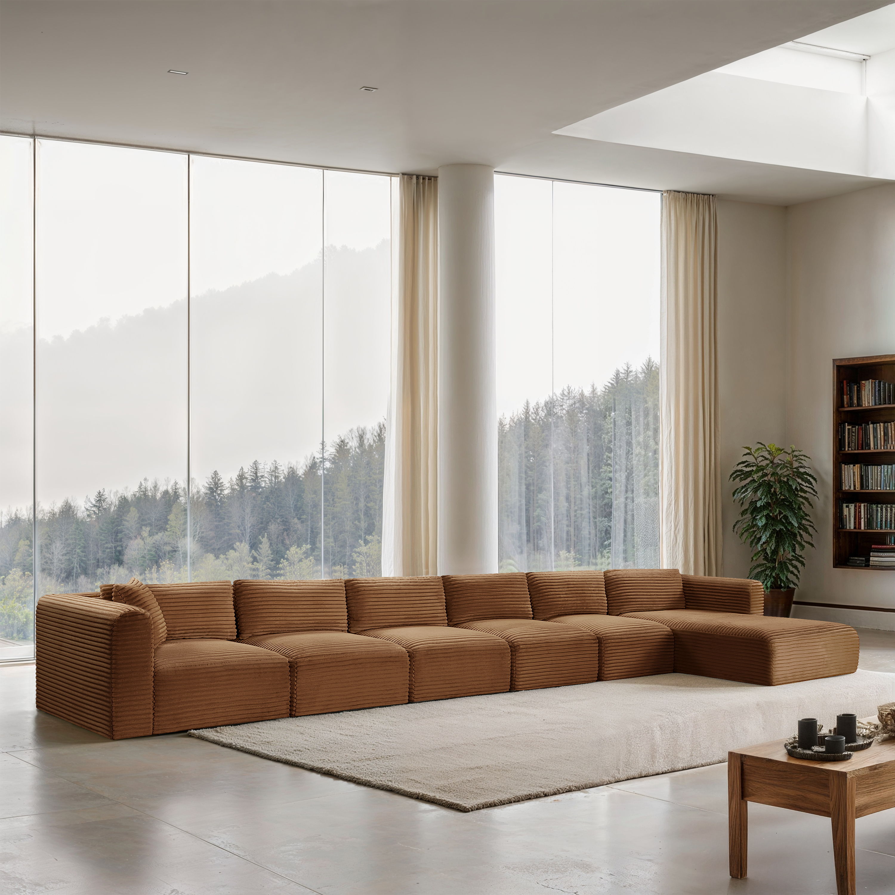 Shaggy - 6 Piece Modular Sectional With Chaise - Saddle