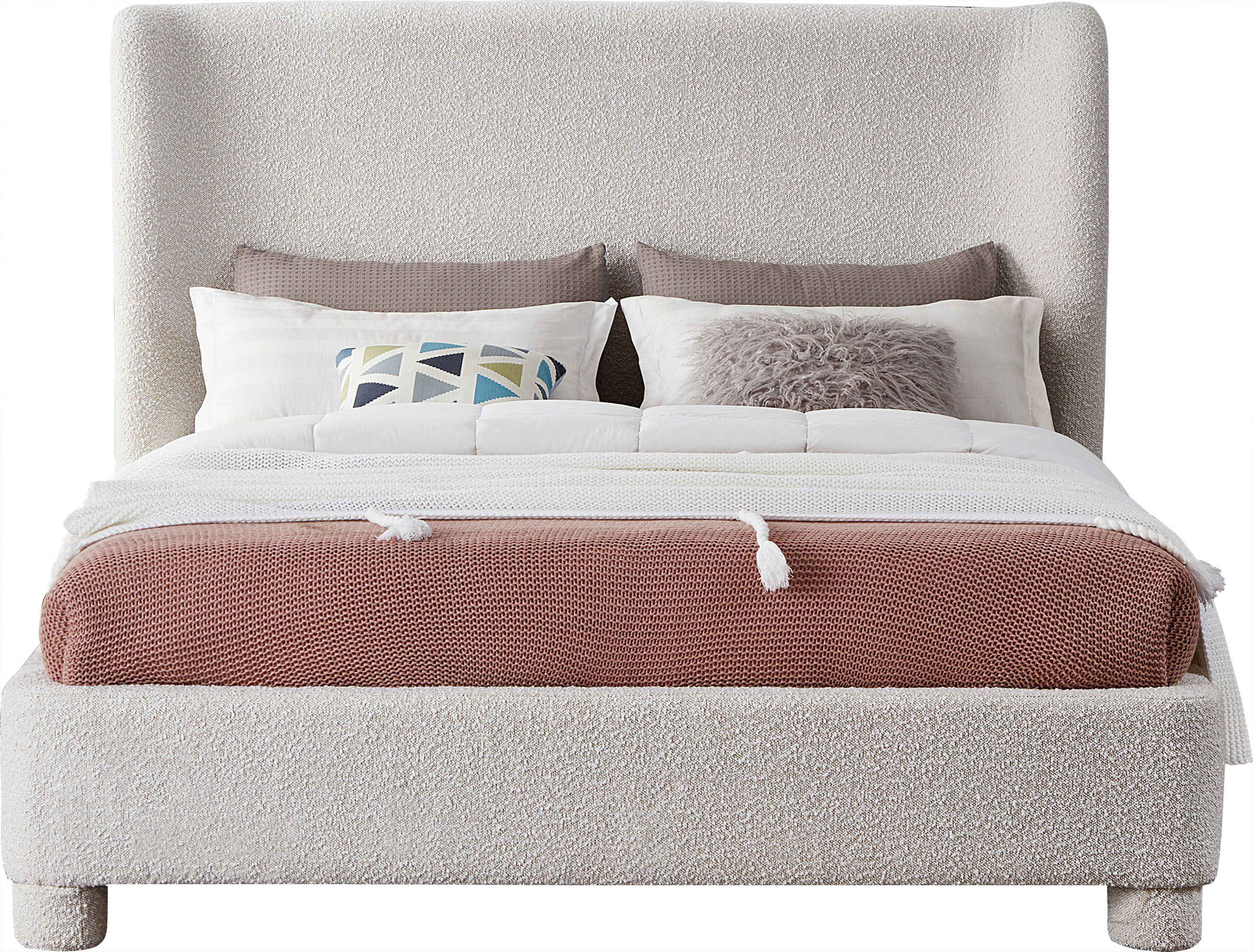 Penny - Boucle Fabric King Bed - Cream
