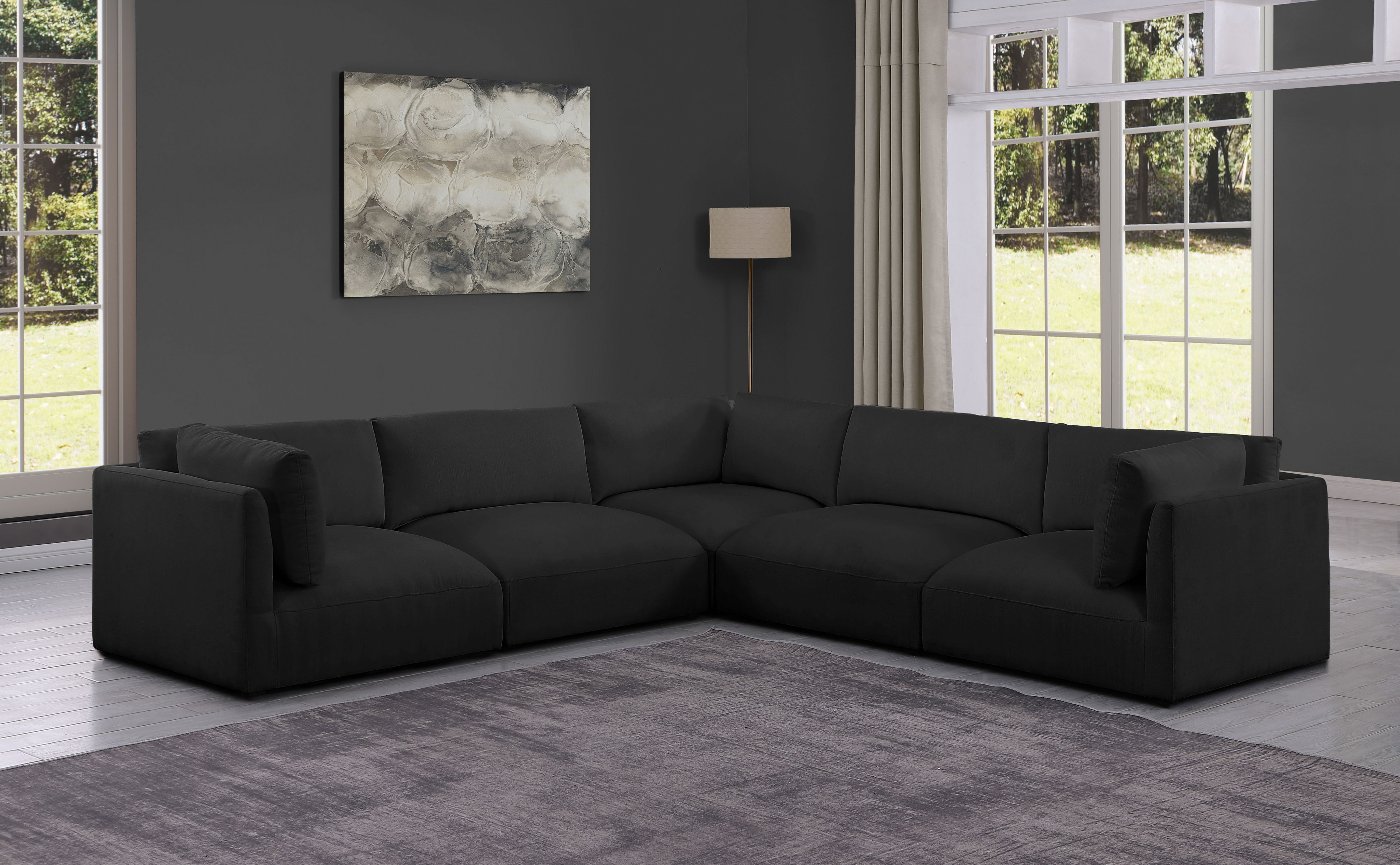 Ease - 5 Piece Modular Corner Sectional - Black