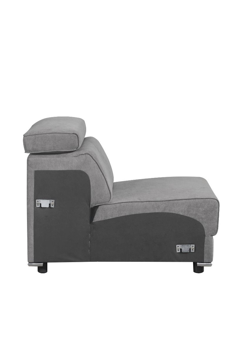 Alwin - Modular Armless Chair - Dark Gray Fabric, dark gray, view 4