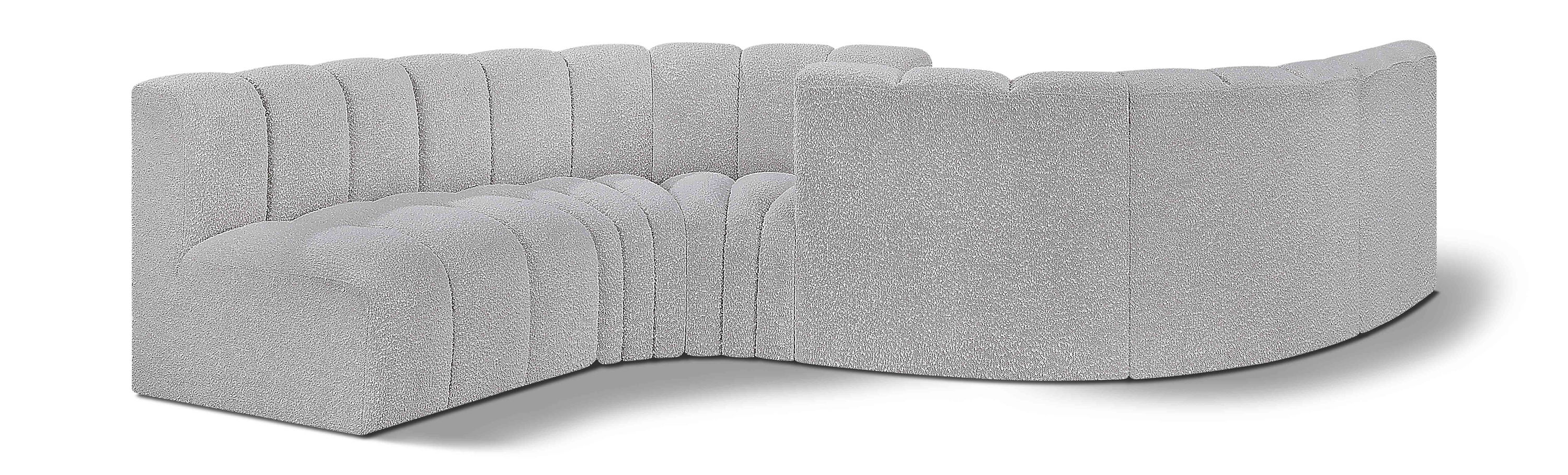 Arc - Boucle Fabric 6 Piece Modular Sofa - Gray