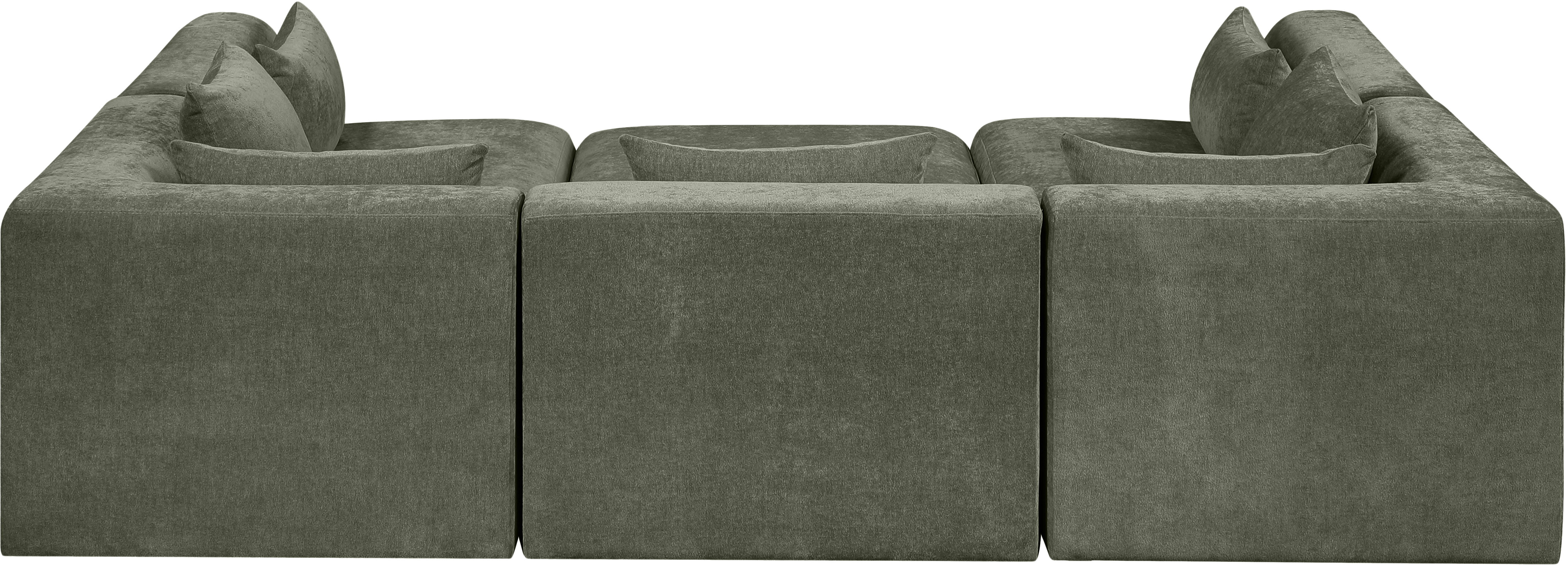 Stellar - 6 Piece Chenille Fabric 114" Upholstered Modular Sectional - Green