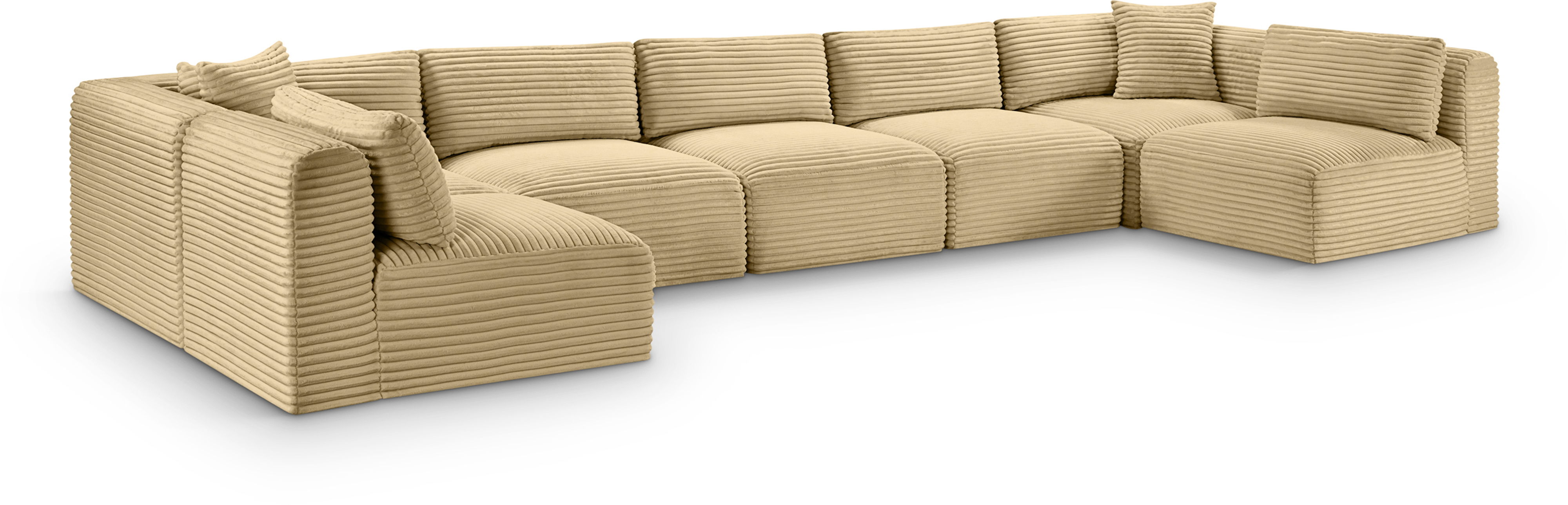 Shaggy - 7 Piece Modular U-Shaped Armless Sectional - Camel