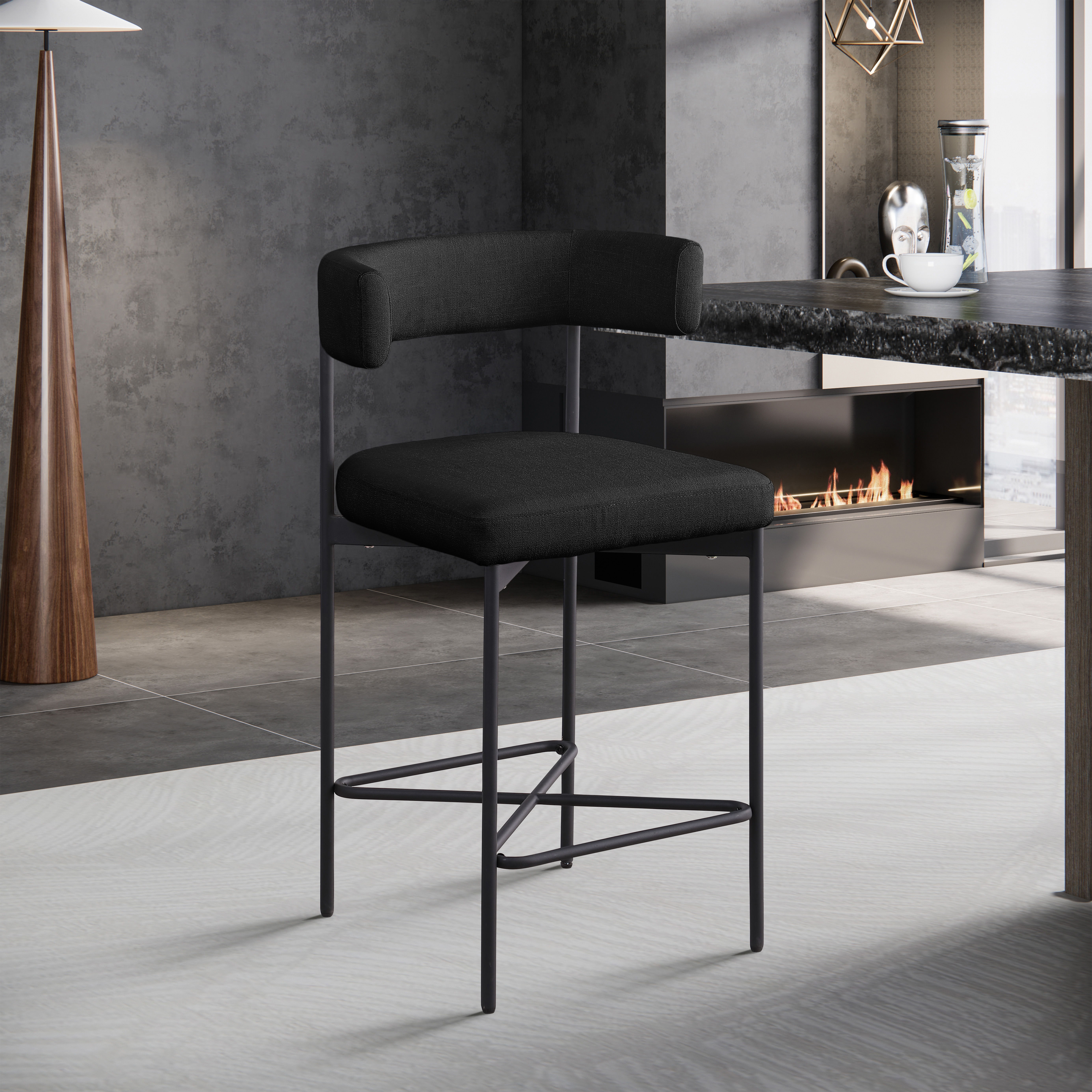 Rivage - Durable Stool With Black Frame (Set of 2) - Black