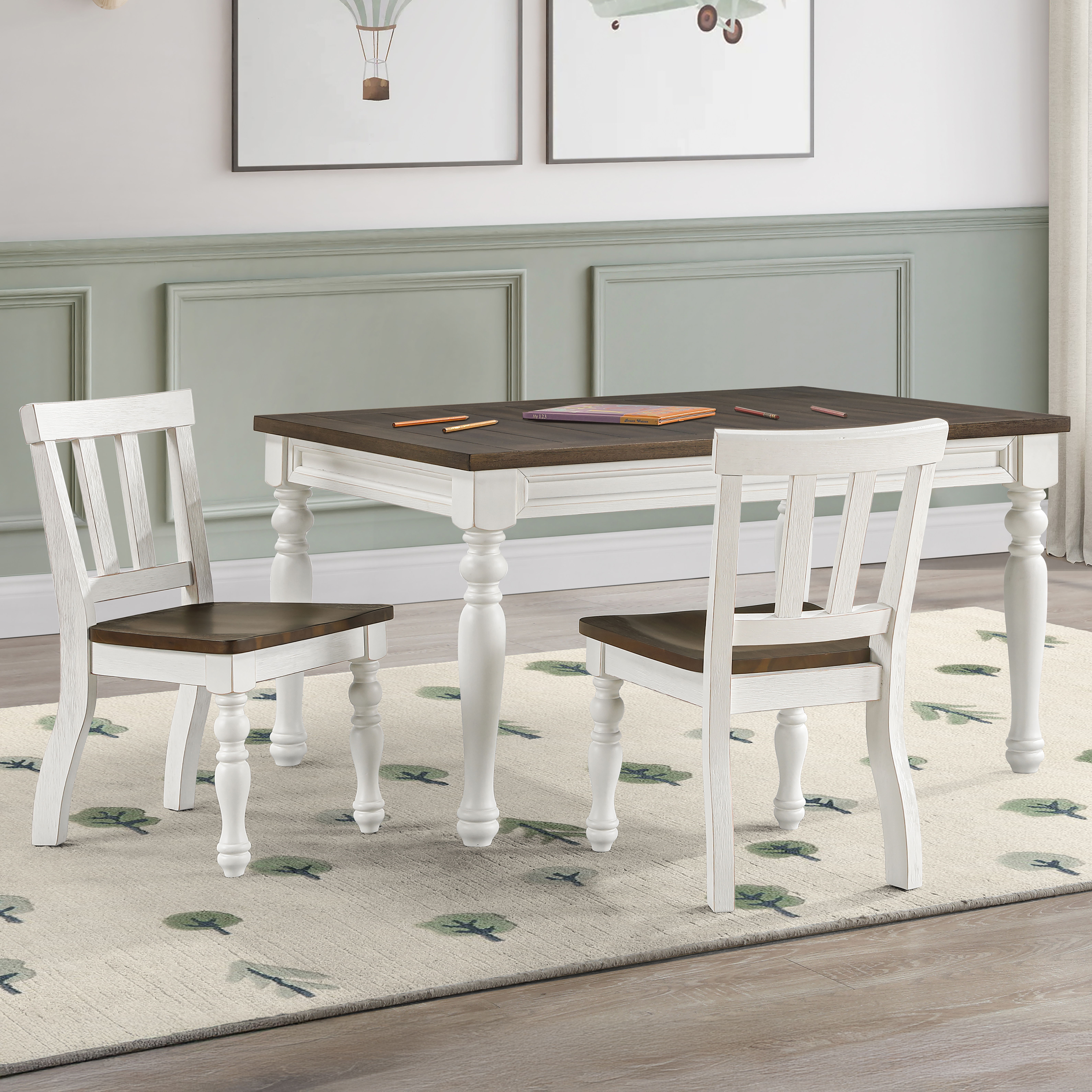 Joanna - Kids 3 Piece Dining Set - Ivory / Mocha