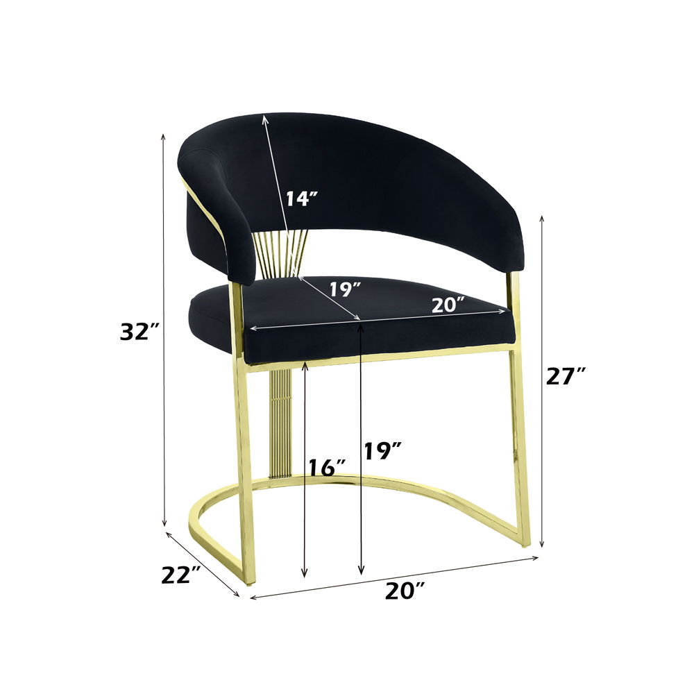 Fallon - Side Chair - Black Velvet & Mirrored Gold, black, view 6