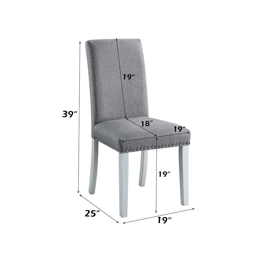 Lanton - Side Chair (Set of 2) - Gray Linen & Antique White, white, view 7