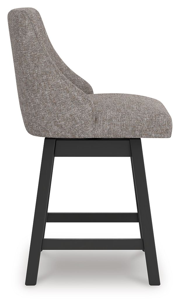 Ashley Furniture Neymorton - Upholstered Swivel Barstool (Set of 2) - Dark Grayish Brown - Image 5