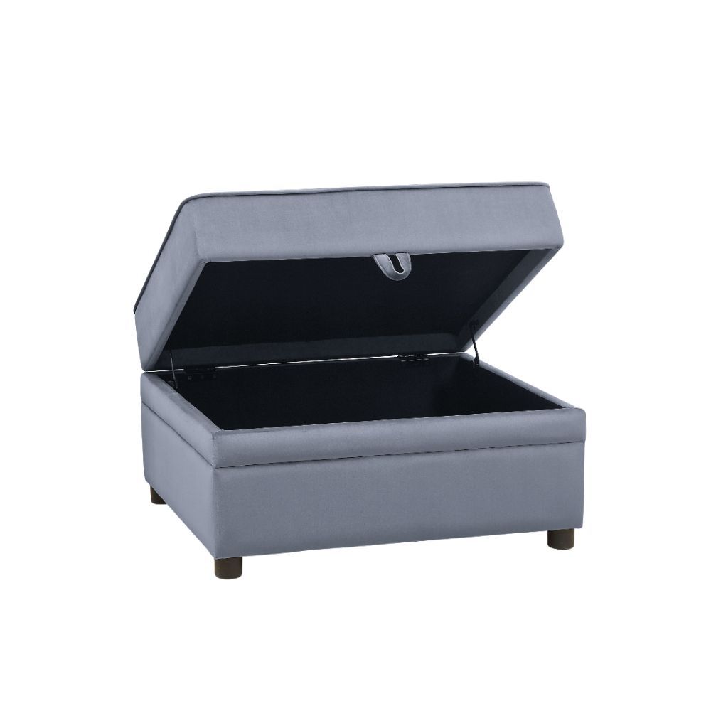 Bois II - Ottoman With Storage - Gray Velvet, gray, view 4