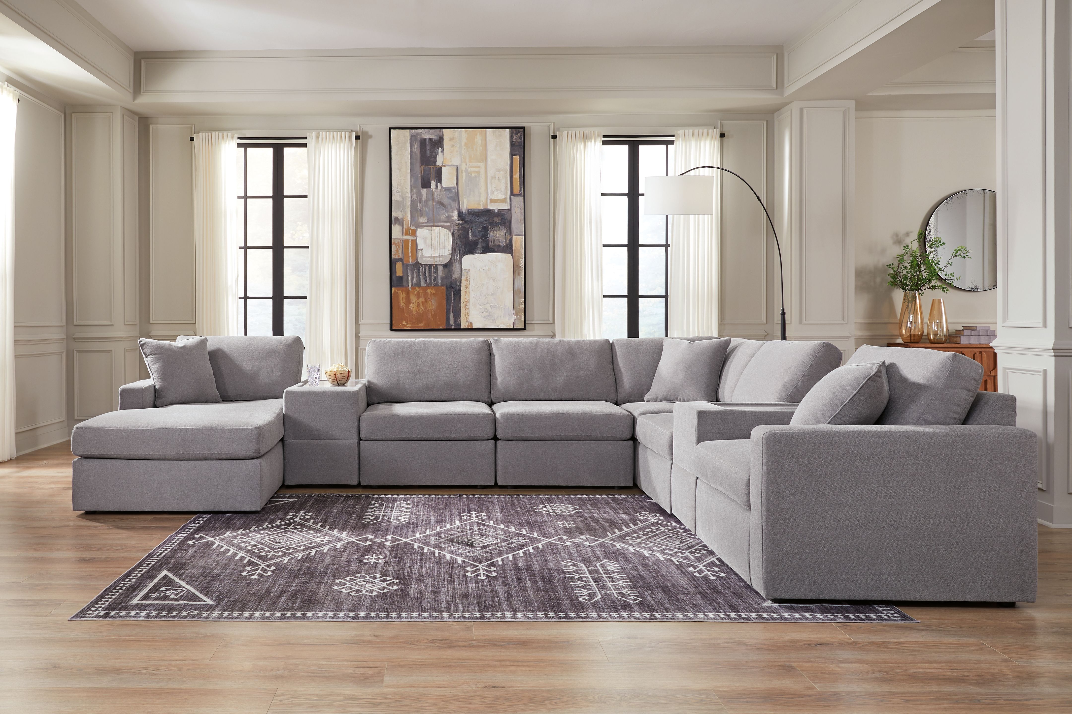 Ashley Furniture Modmax - 8-Piece Sectional With Laf Corner Chaise And Storage Consoles - Granite - Image 3