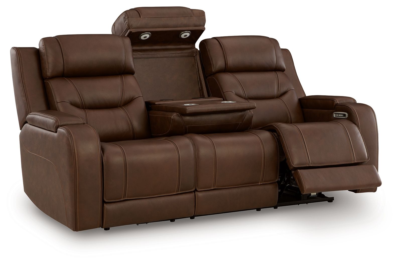 Knightington - Power Reclining Sofa With Audio Seating - Brown