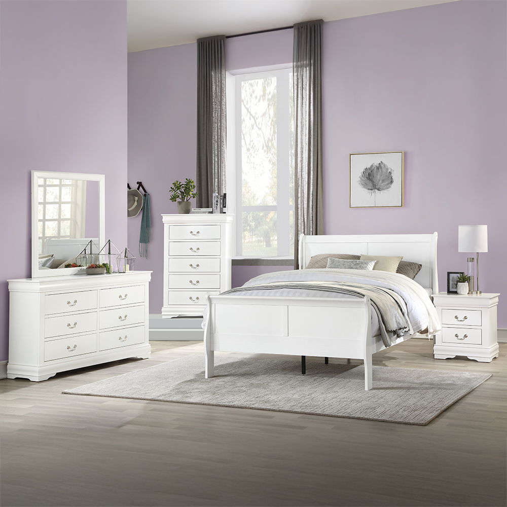 Louis Philippe - Queen Bed - White, white, view 4