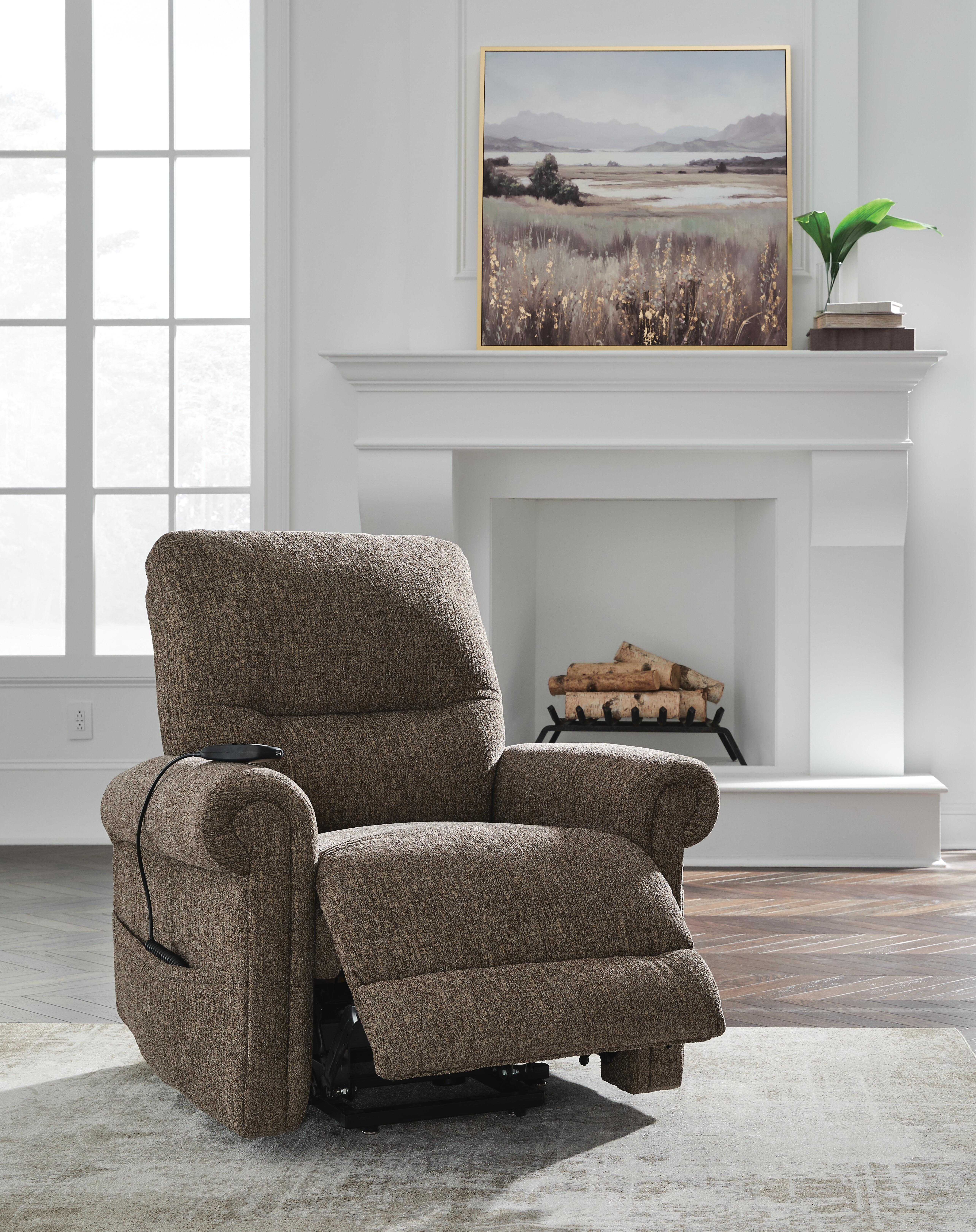 Ashley Furniture Aureta - Power Lift Recliner - Earth - Image 9