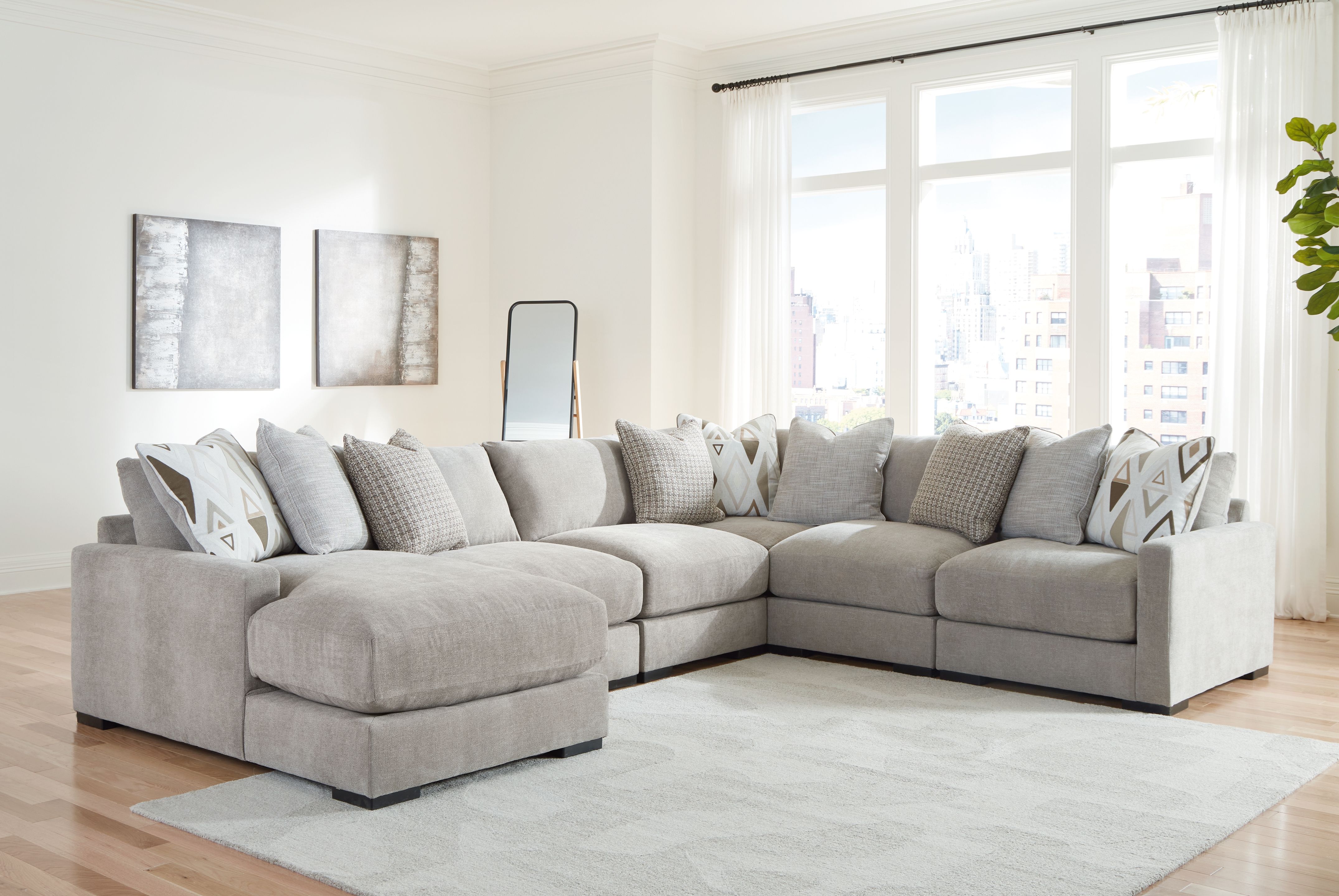 Aslan Court - 6-Piece Sectional With LAF Corner Chaise - Pebble