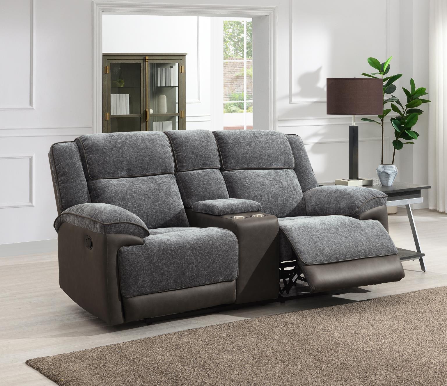 U177 - Motion Sofa & Motion Loveseat - Charcoal  Gray