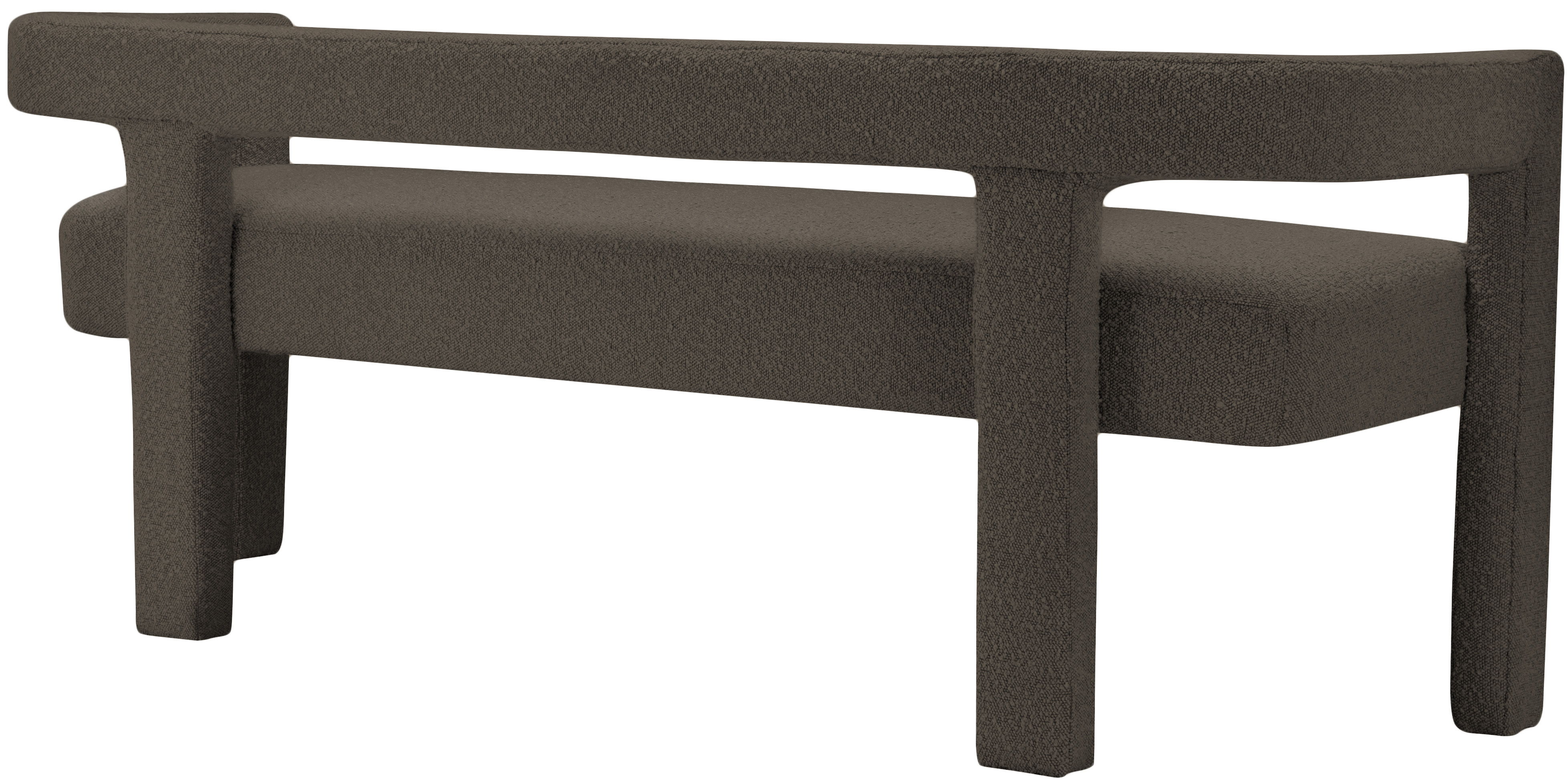 Athena - Boucle Fabric Bench - Brown