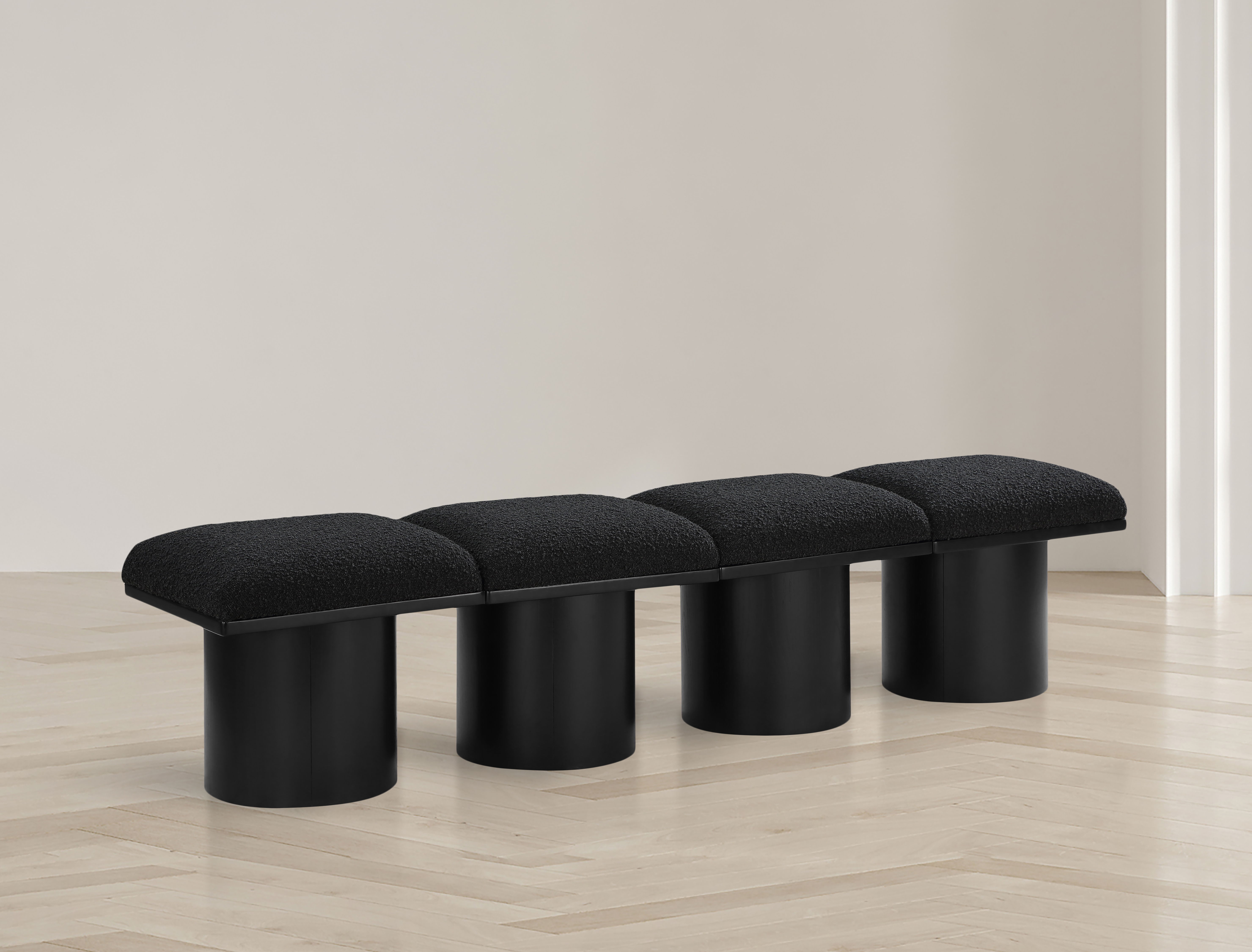 Pavilion - 72" 4 Piece Modular Bench With Black Base - Black